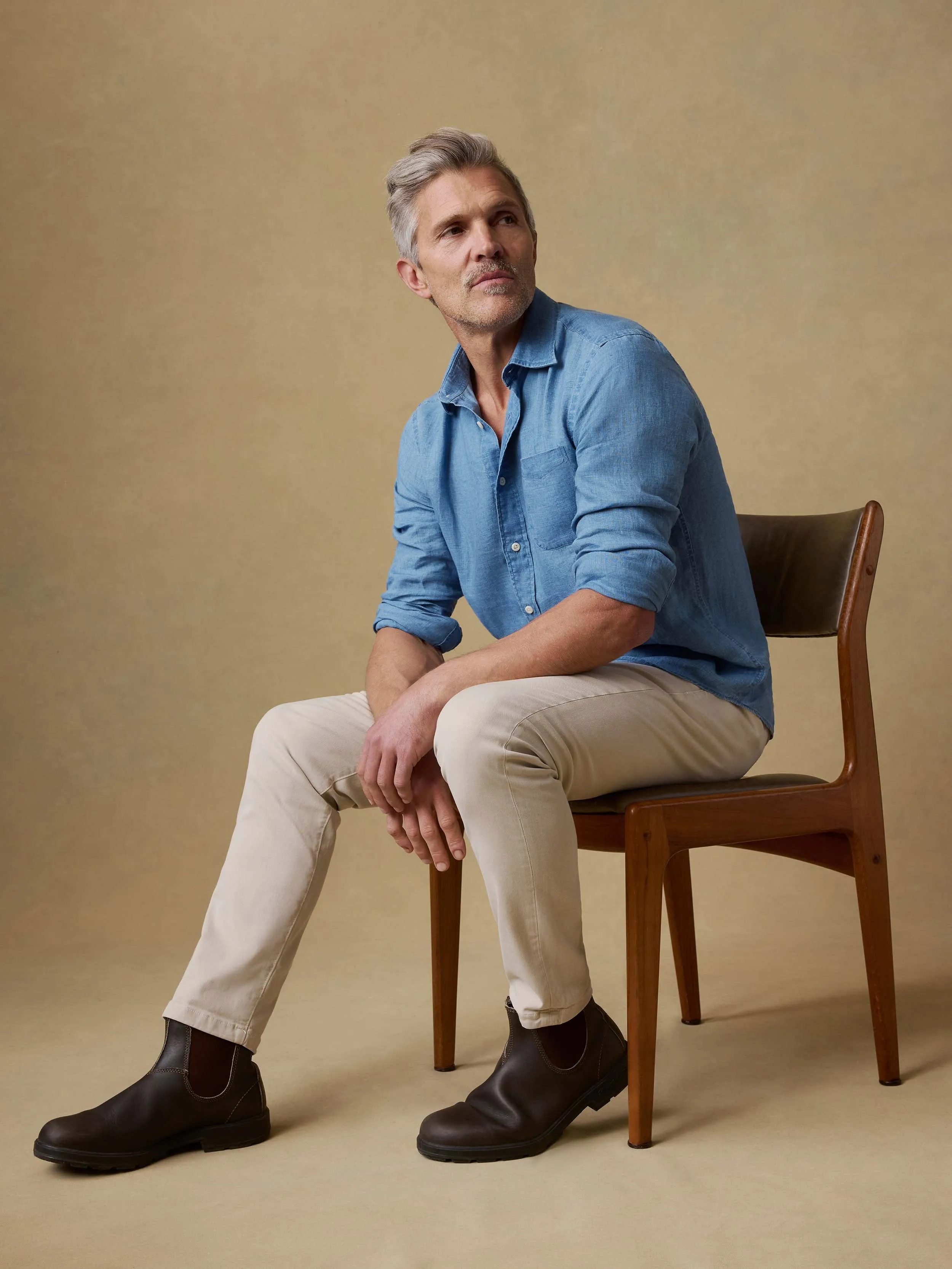 Indigo Laguna Linen Shirt - Brookshore Wash sold by Faherty product image thumbnail 2
