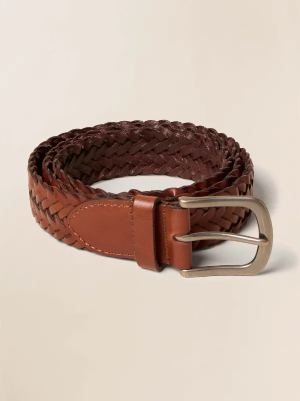 Men's Braided Belt - Saddle Brown sold by Faherty
