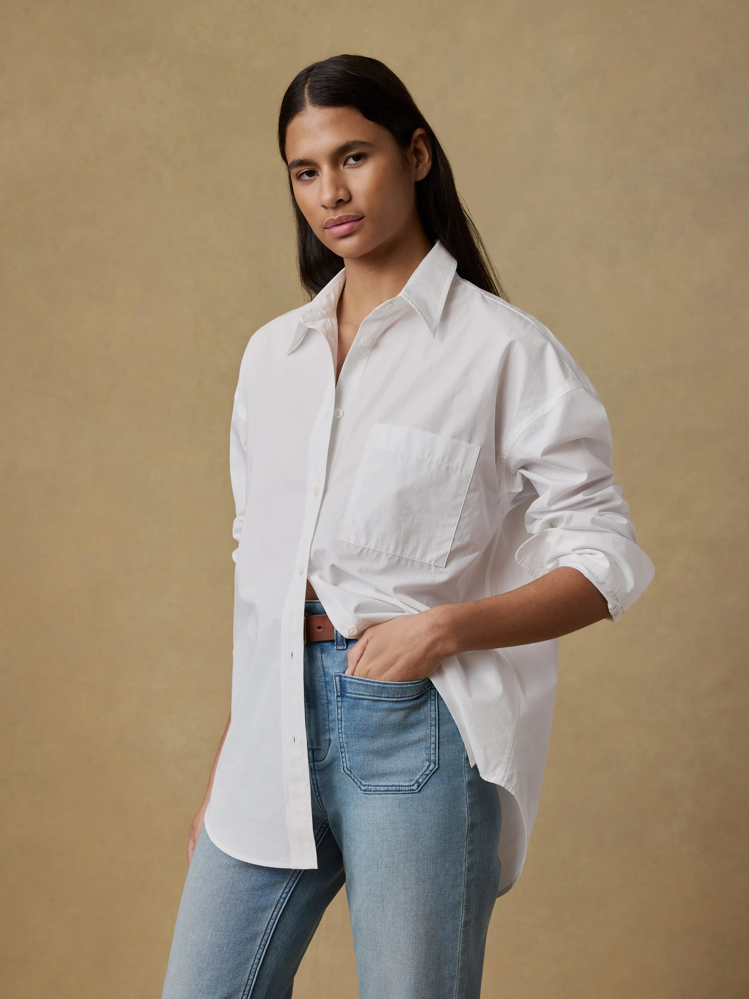 Coastal Poplin Relaxed Shirt - White sold by Faherty product image thumbnail 4