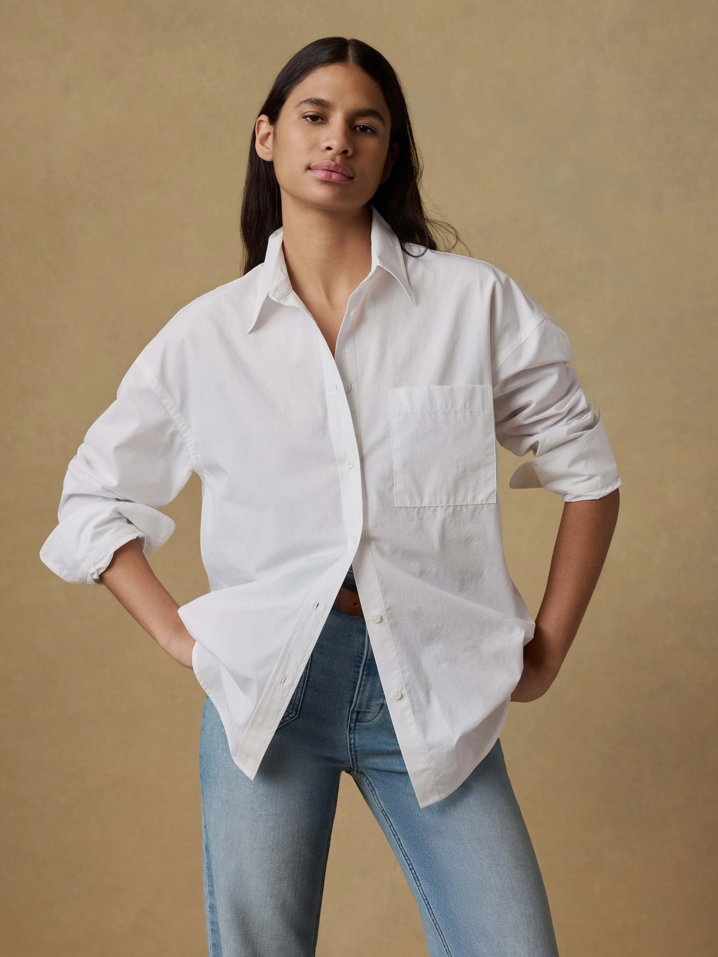 Coastal Poplin Relaxed Shirt - White sold by Faherty product image thumbnail 2
