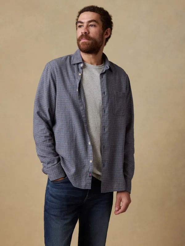 Palmetto Shirt - Navy Palm Check sold by Faherty