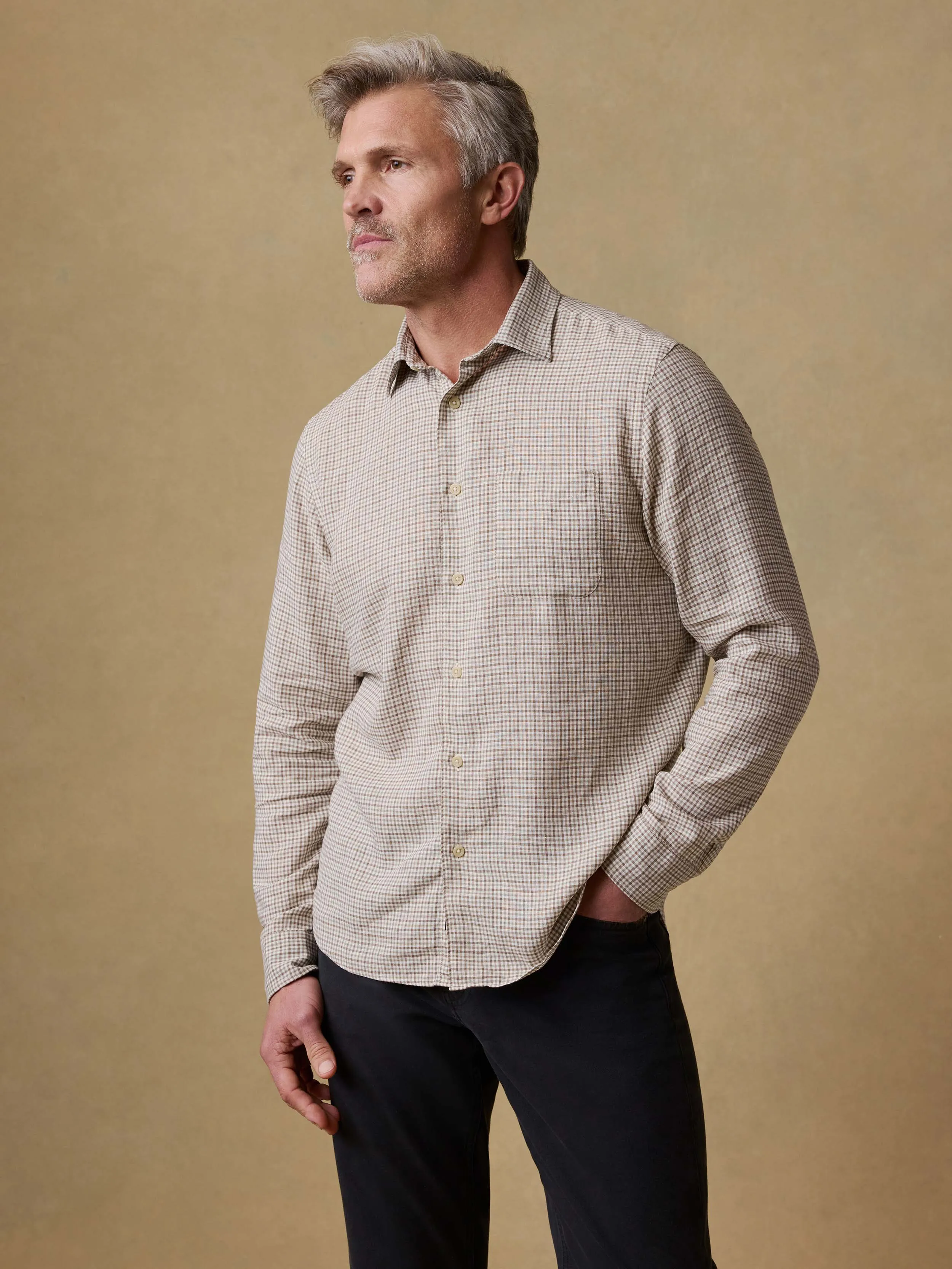 Palmetto Shirt - Stone Palm Check sold by Faherty product image thumbnail 2