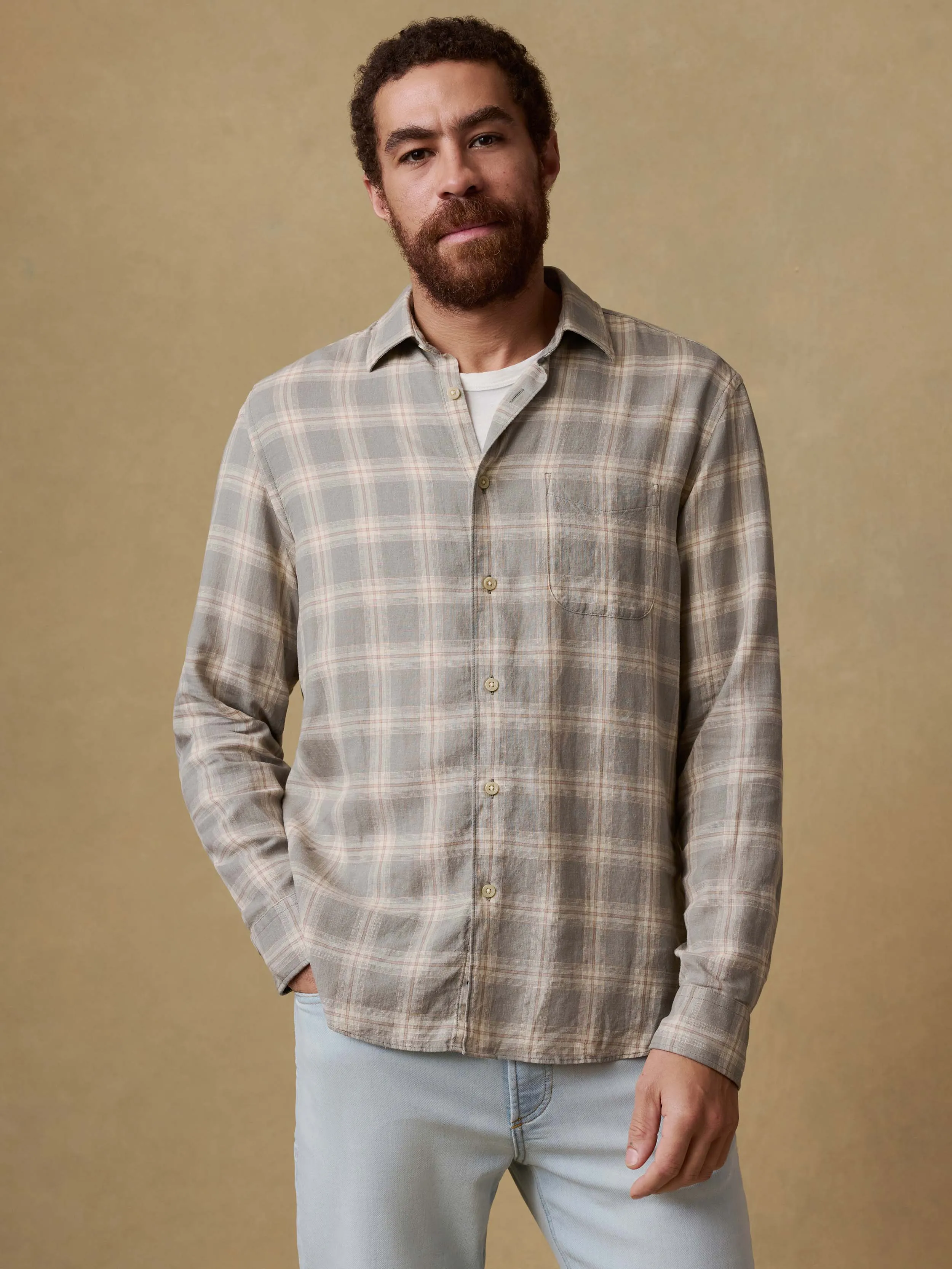 Palmetto Shirt - Shore Sage Plaid sold by Faherty