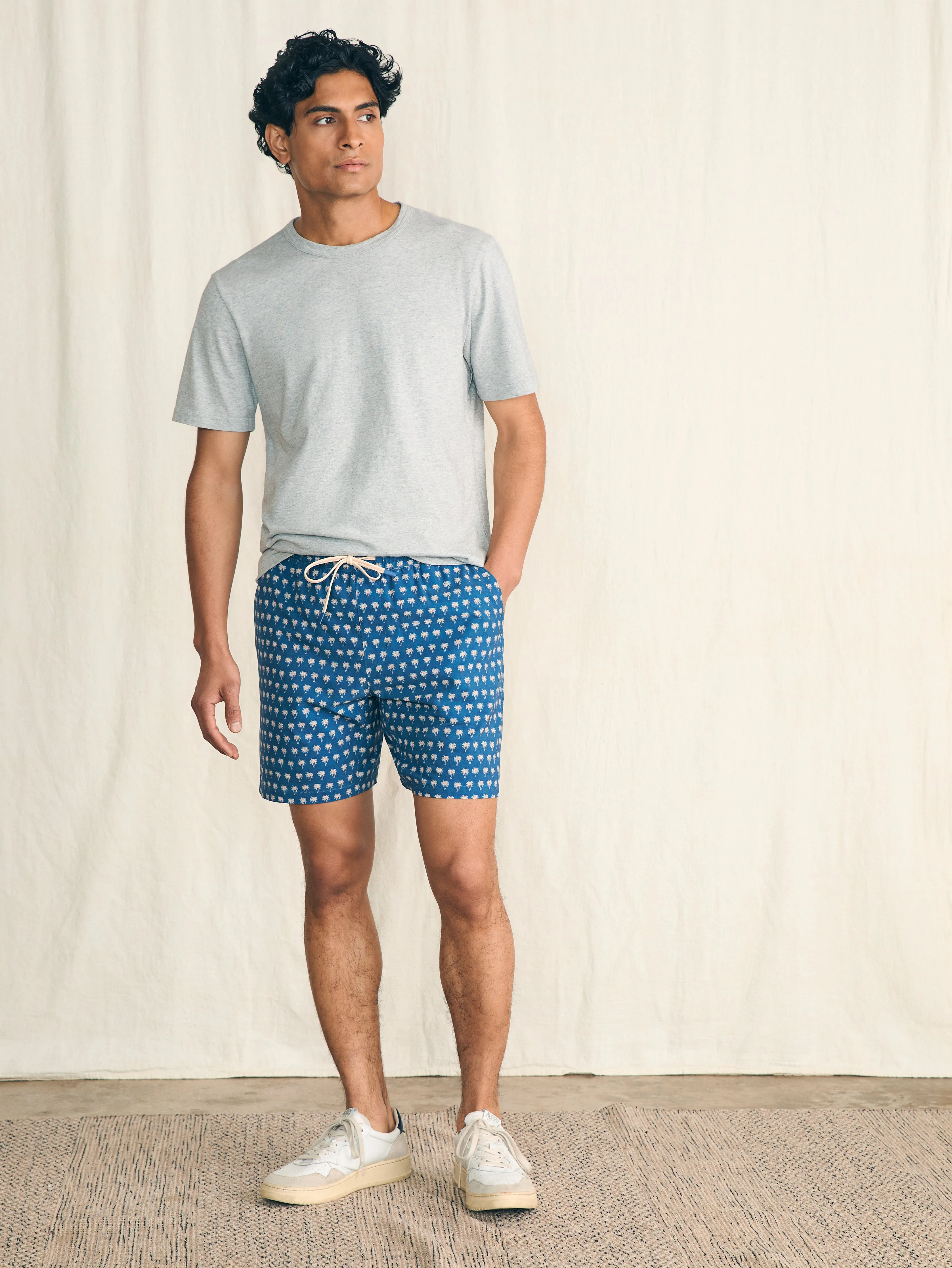 Shorelite Active Swim Short (7" Inseam) - Navy Block Palm sold by Faherty product image thumbnail 3