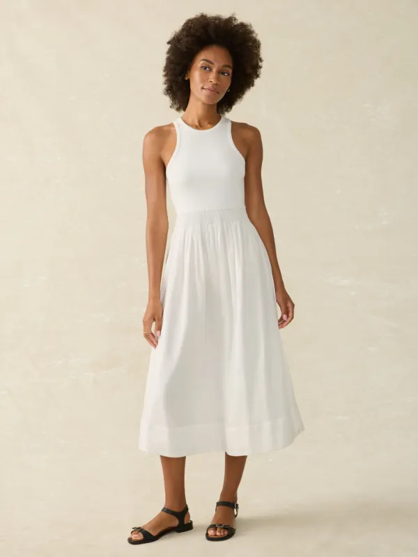 Tropical Cotton Ribbed Tank Dress - Bright White sold by Faherty