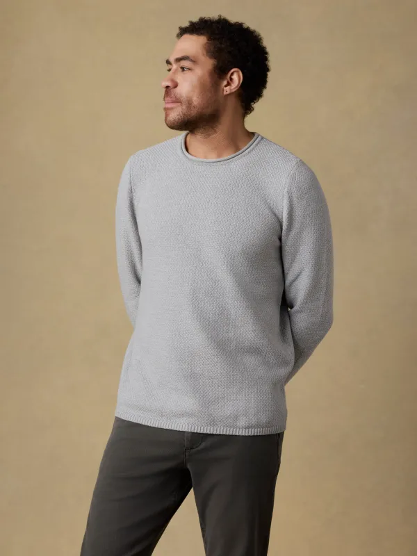 Sunwashed Dockside Sweater - Sierra Grey Heather sold by Faherty