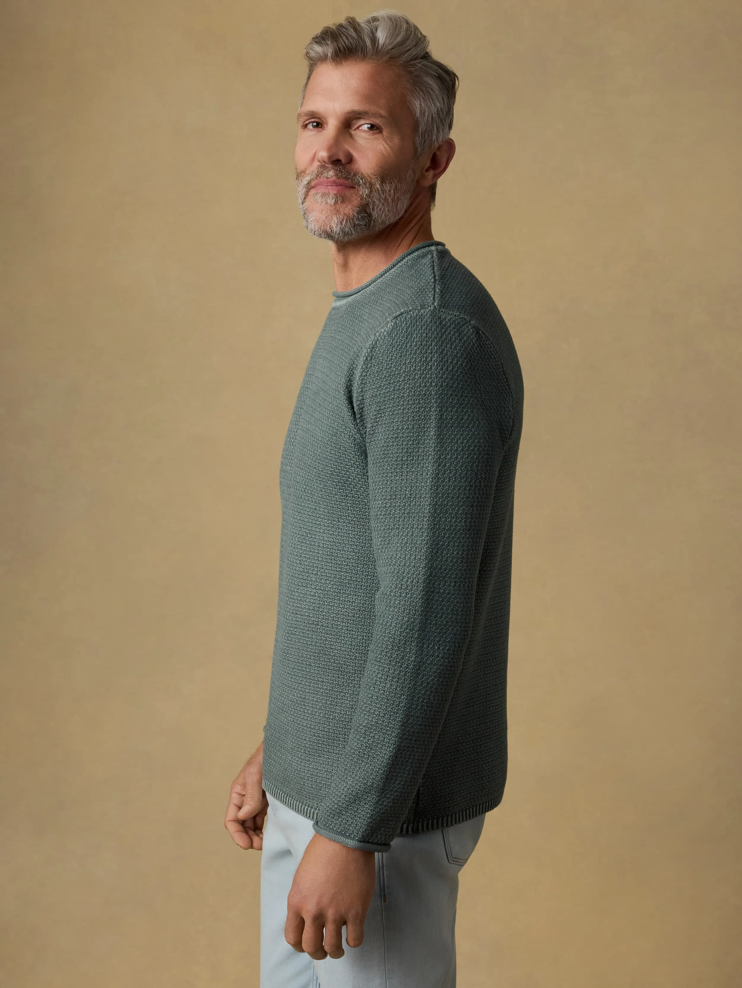 Sunwashed Dockside Sweater - Mountain Olive sold by Faherty product image thumbnail 3