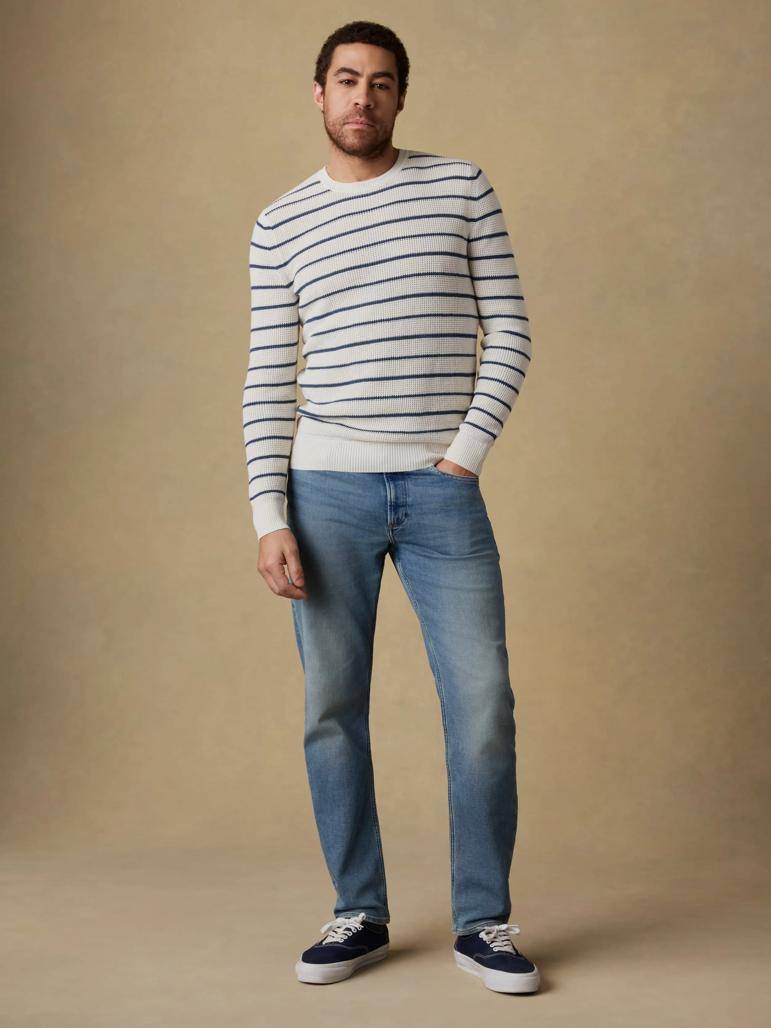 Sunwashed Crewneck Sweater - Ivory Night Stripe sold by Faherty product image thumbnail 5