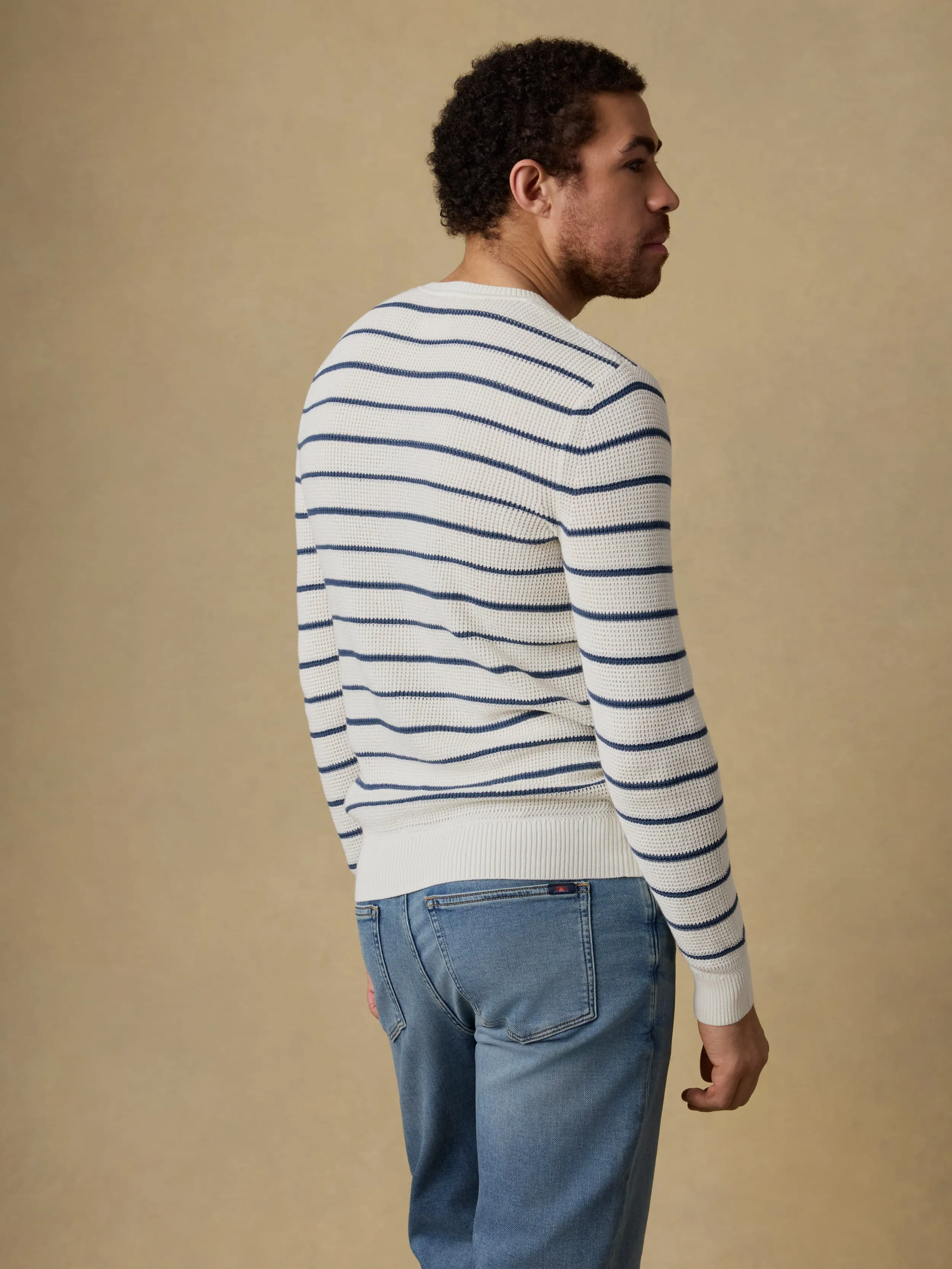 Sunwashed Crewneck Sweater - Ivory Night Stripe sold by Faherty product image thumbnail 4