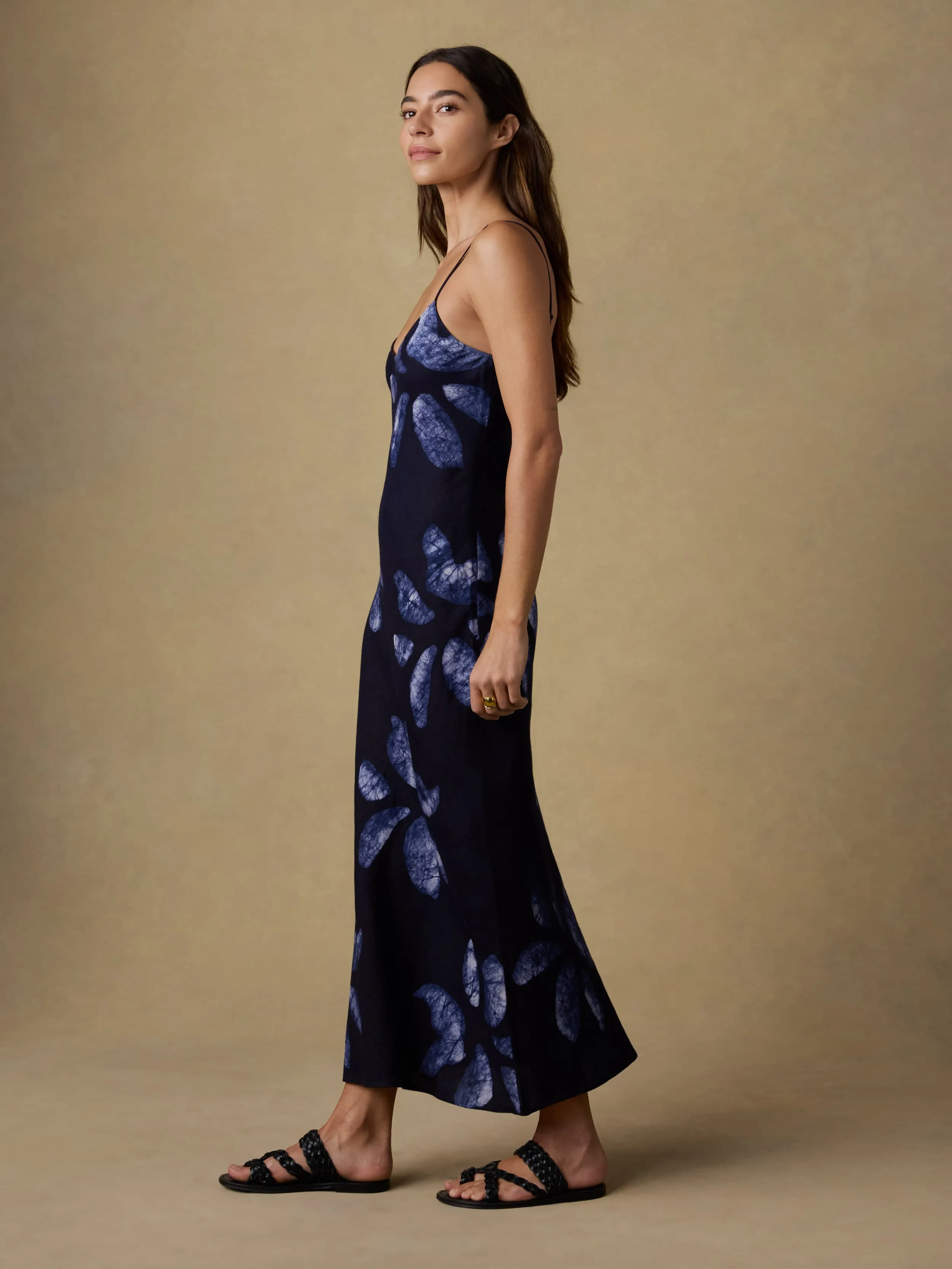 Mia Slip Dress - Midnight Batik Floral sold by Faherty product image thumbnail 4