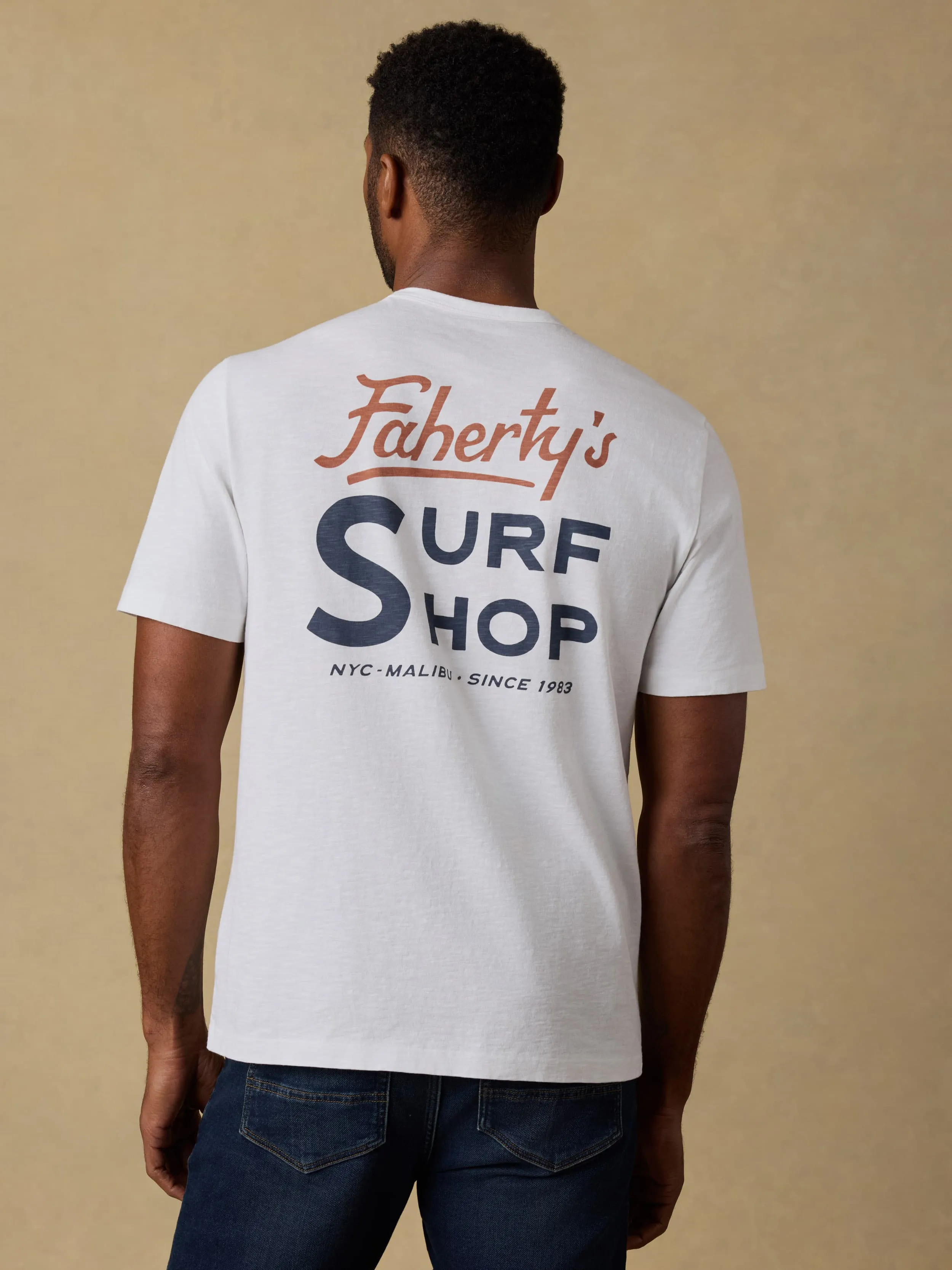 Surf Shop Sunwashed Pocket Tee - White sold by Faherty product image thumbnail 2
