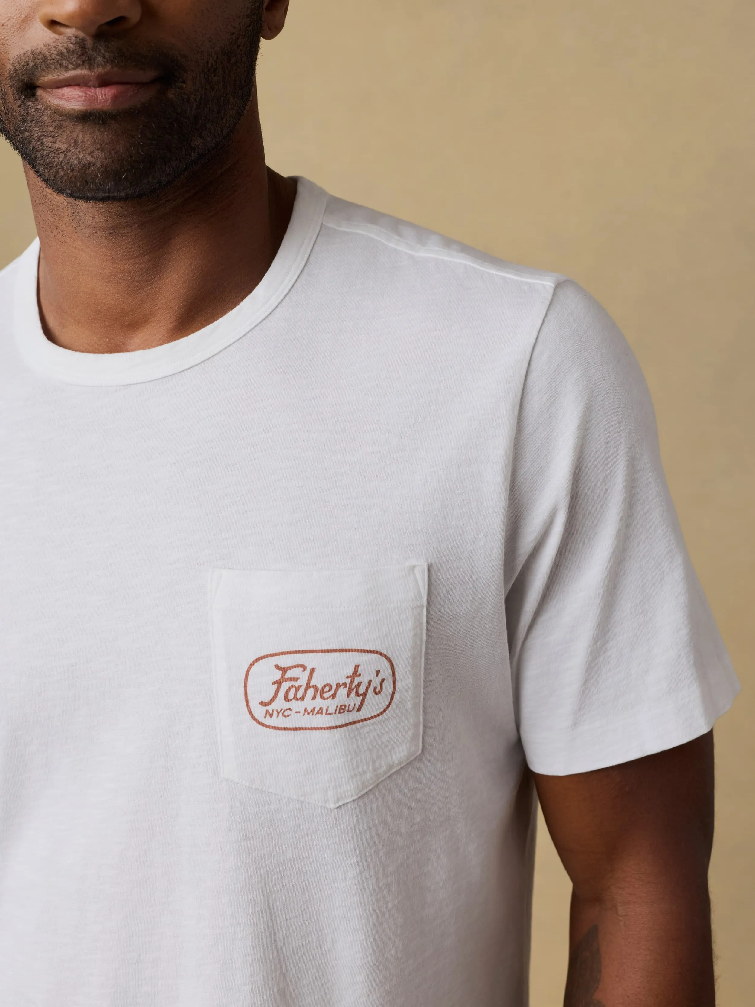 Surf Shop Sunwashed Pocket Tee - White sold by Faherty product image thumbnail 3