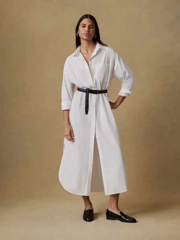 Coastal Poplin Rio Shirtdress - White made by Faherty
