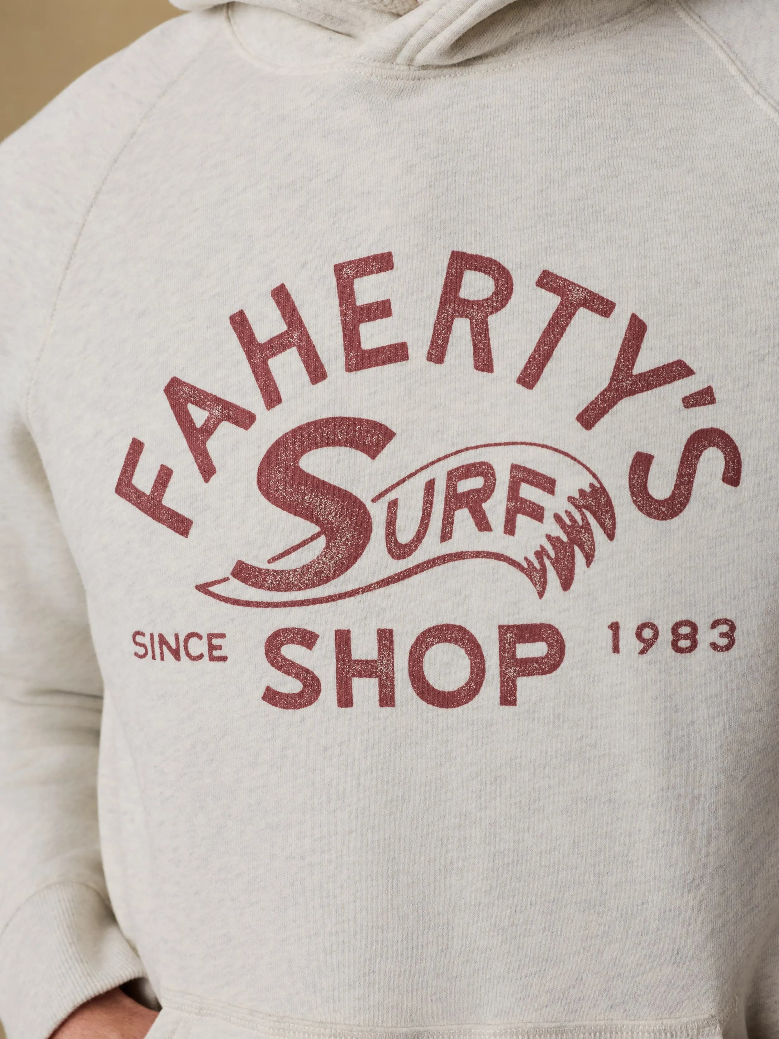 Surf Shop High Standard Fleece Hoodie - Antique Ivory Heather sold by Faherty product image thumbnail 2