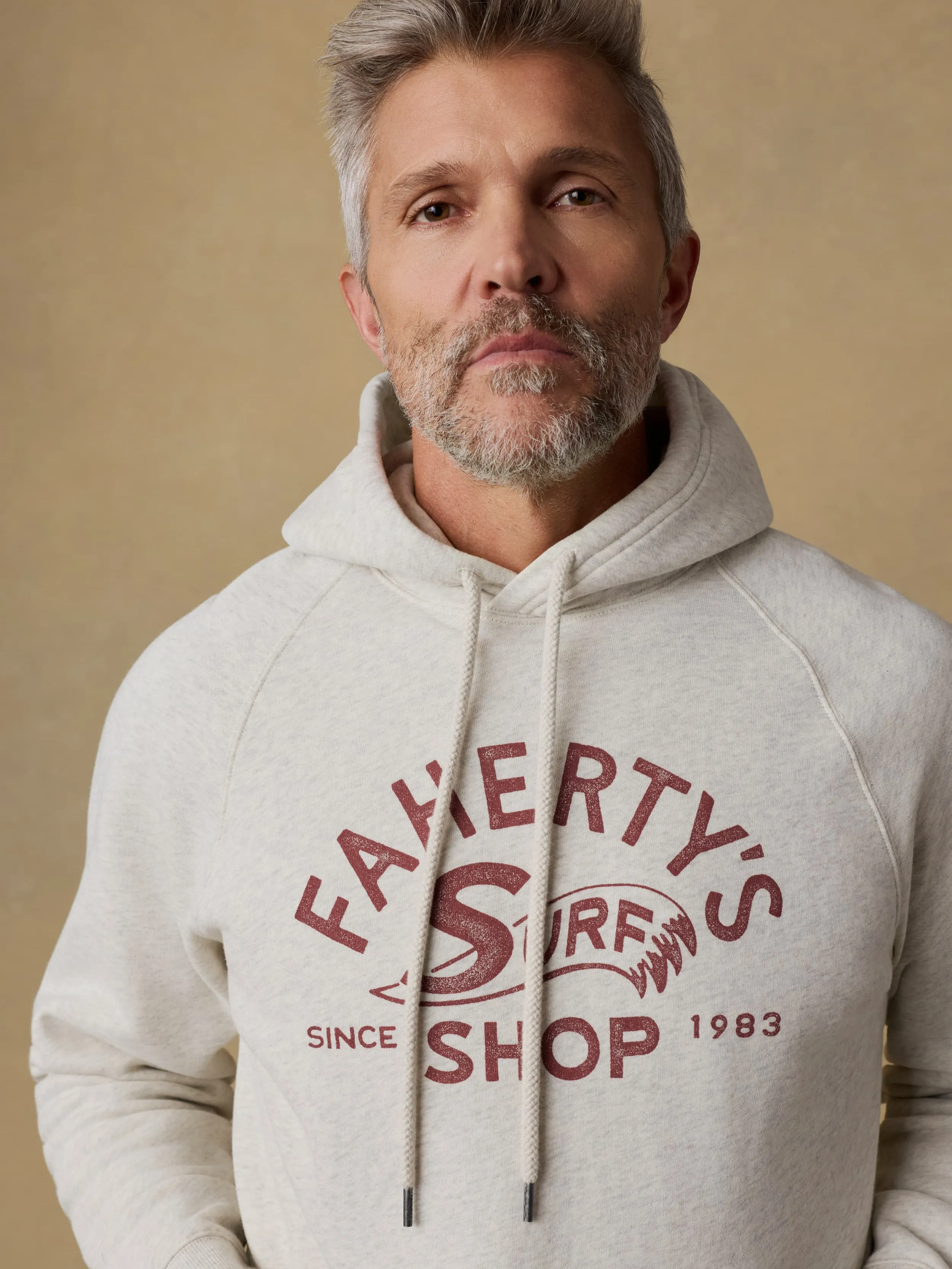 Surf Shop High Standard Fleece Hoodie - Antique Ivory Heather sold by Faherty product image thumbnail 4