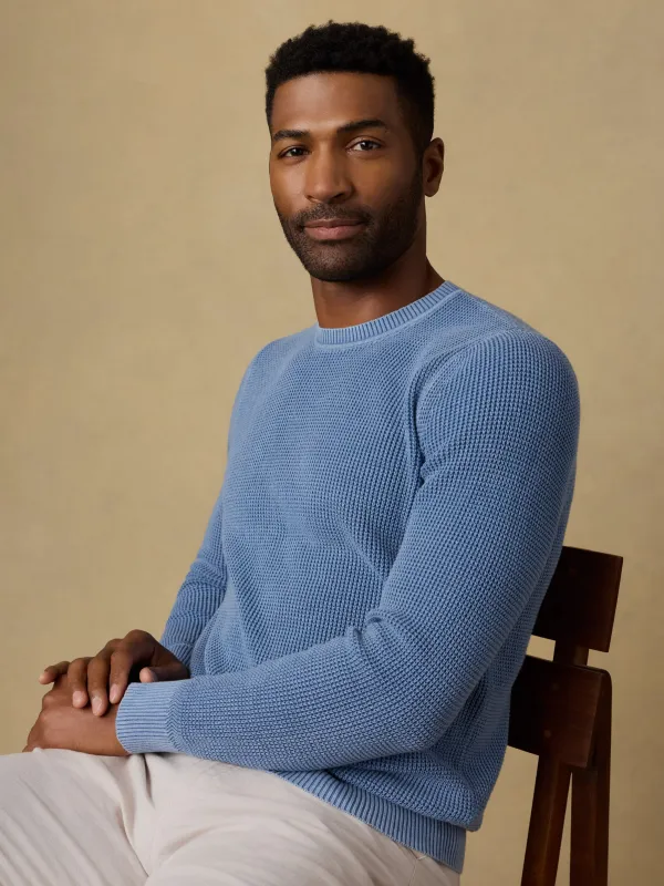 Sunwashed Crewneck Sweater - Blue Sea sold by Faherty