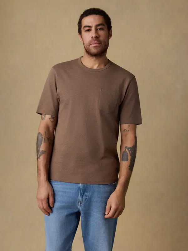 Sunwashed Regenerative Pocket Tee - Island Brown sold by Faherty