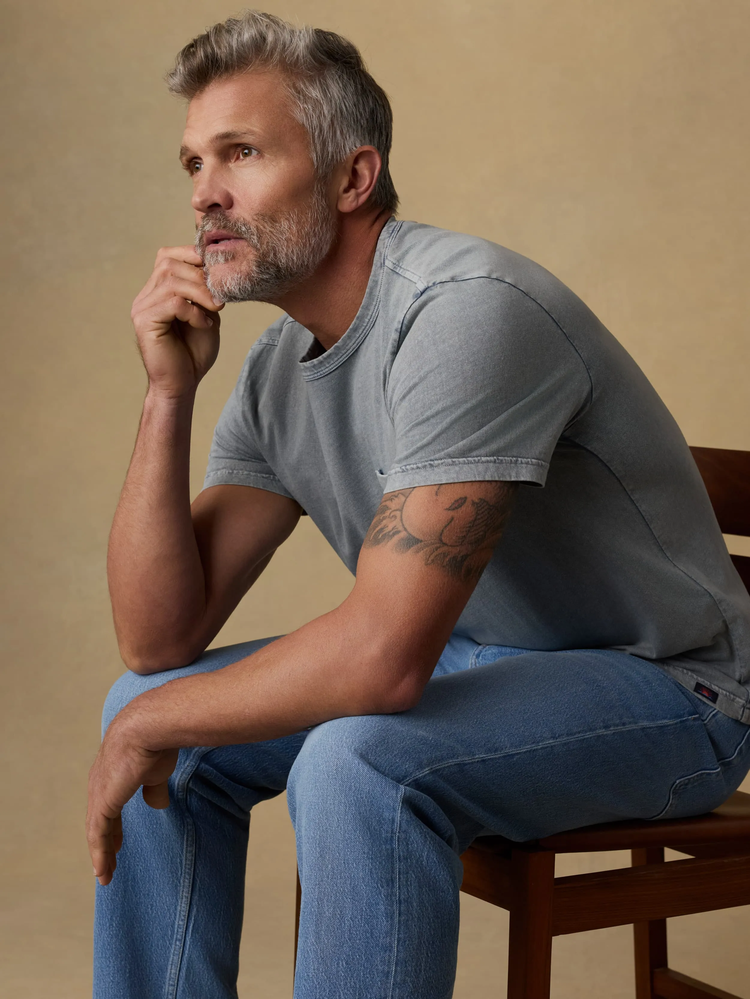 Short-Sleeve Recycled Cotton Tee - Lakeshore Grey sold by Faherty product image thumbnail 2