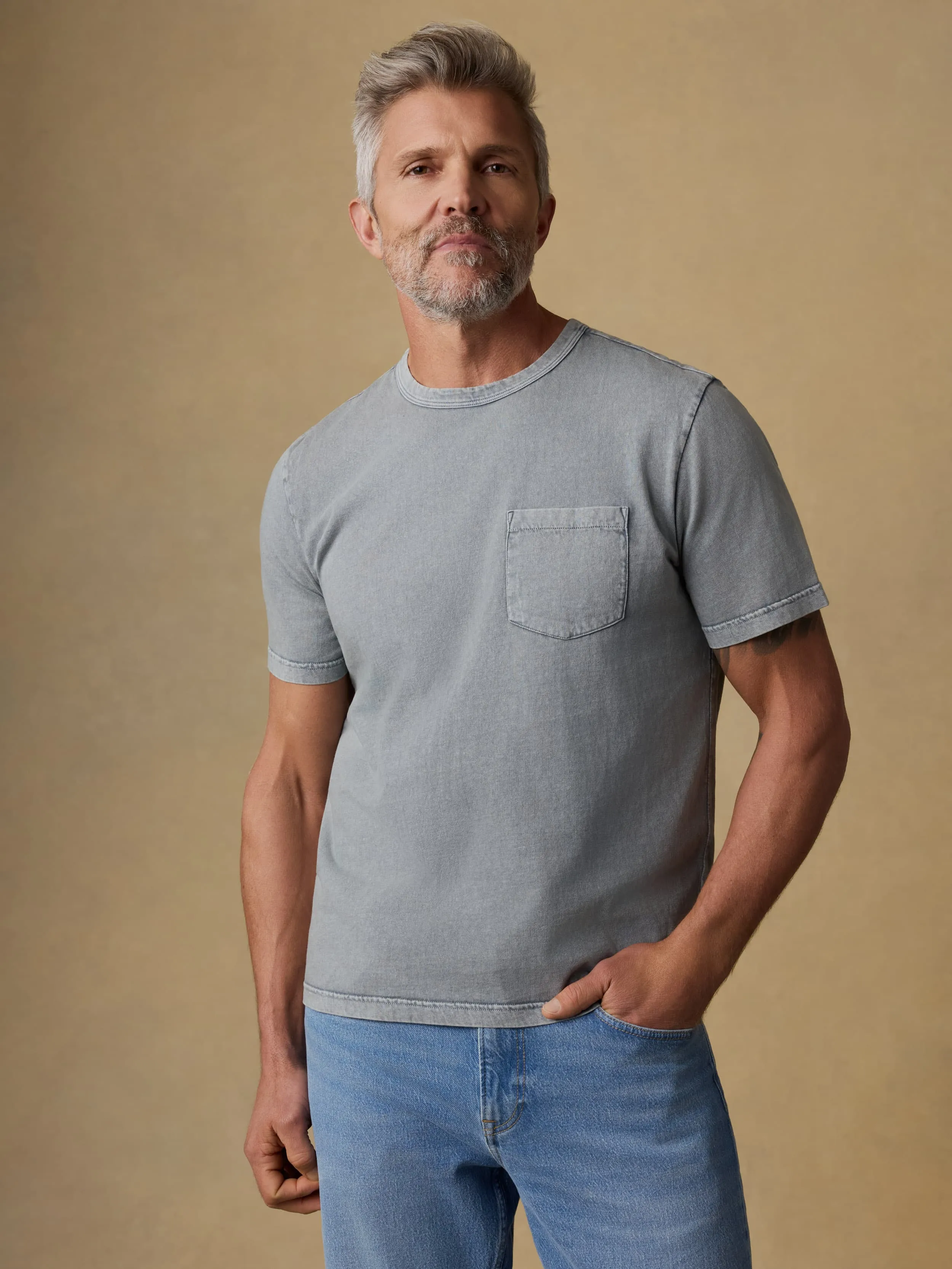 Short-Sleeve Recycled Cotton Tee - Lakeshore Grey sold by Faherty
