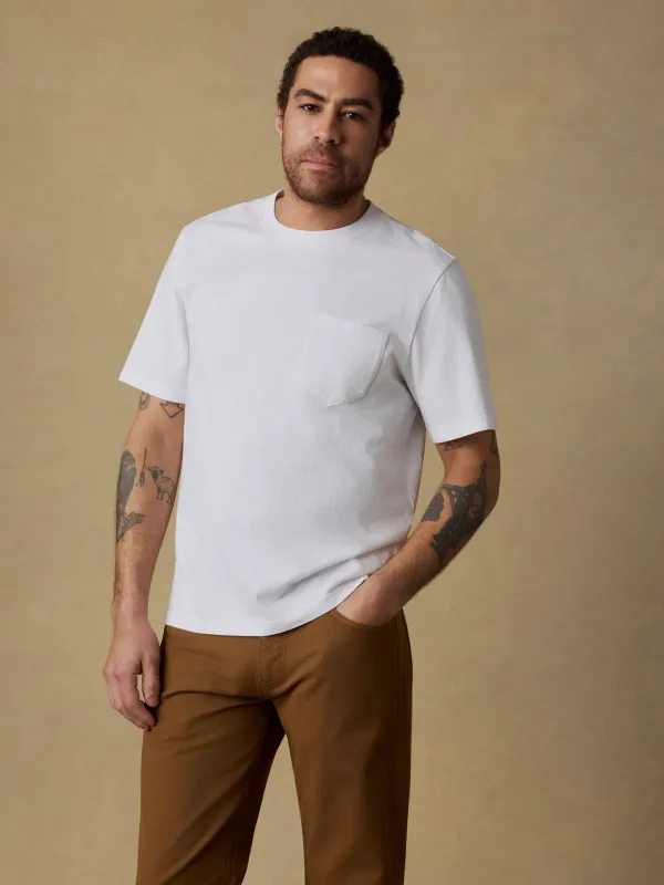 Short-Sleeve Recycled Cotton Tee - Pure White sold by Faherty