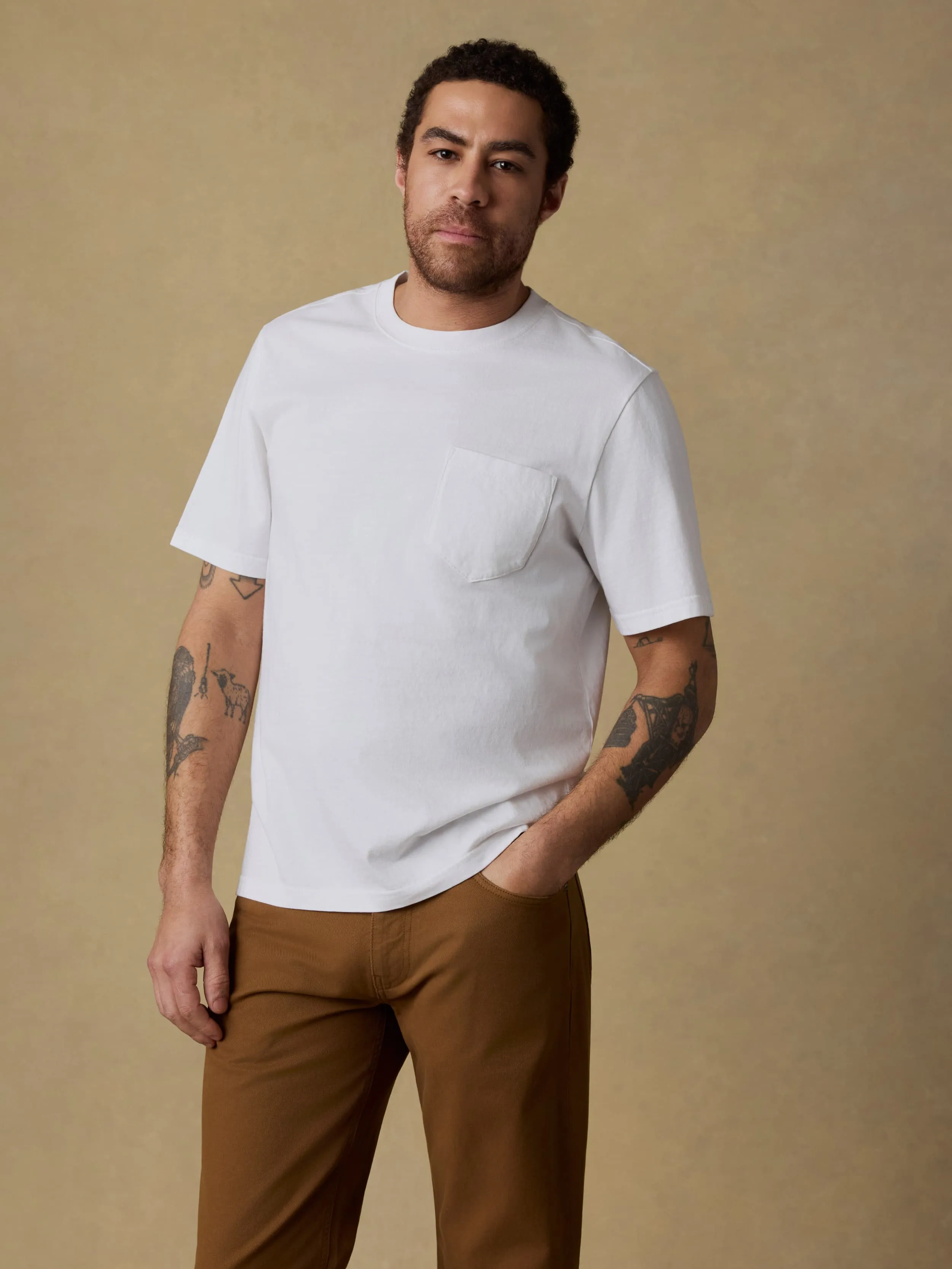 Short-Sleeve Recycled Cotton Tee - Pure White sold by Faherty