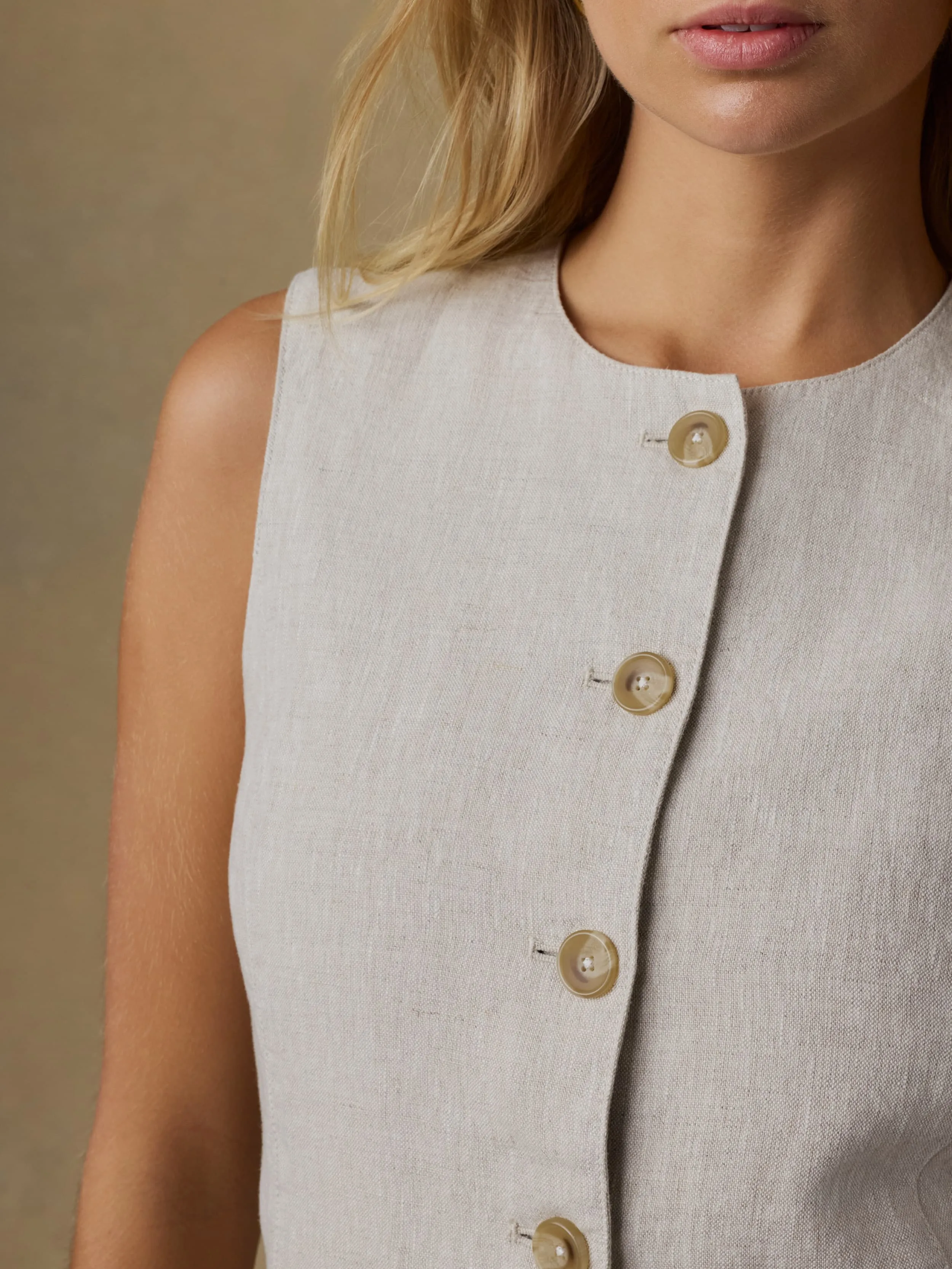 Sun Strider Linen Vest - Flax sold by Faherty product image thumbnail 2