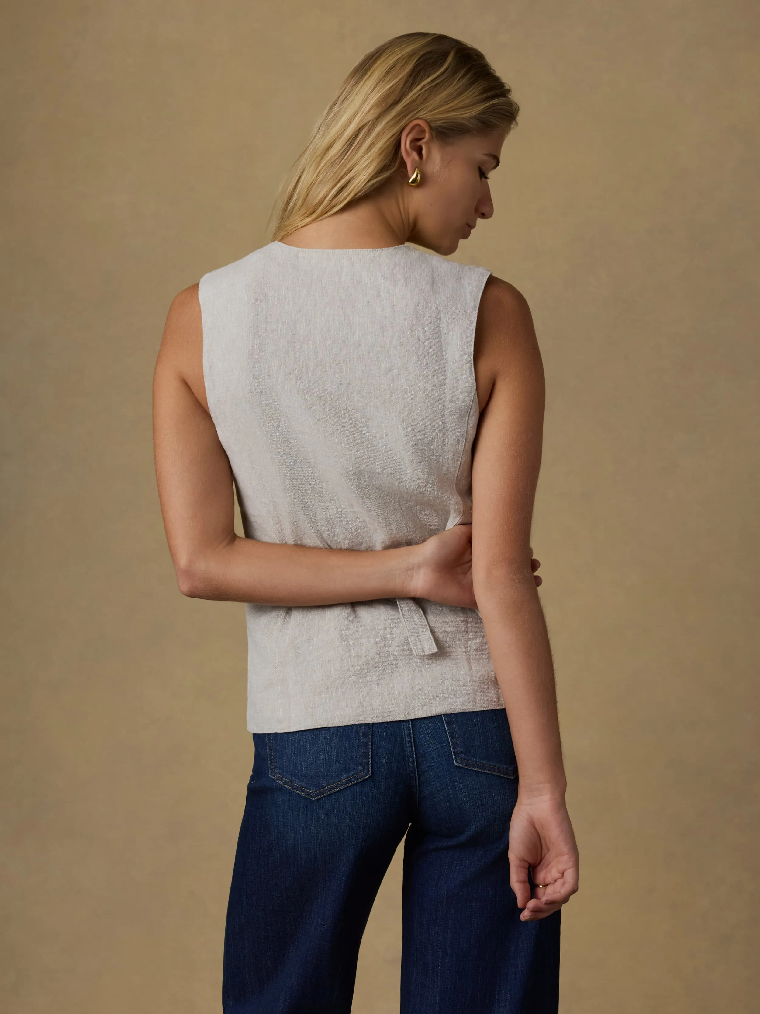 Sun Strider Linen Vest - Flax sold by Faherty product image thumbnail 4