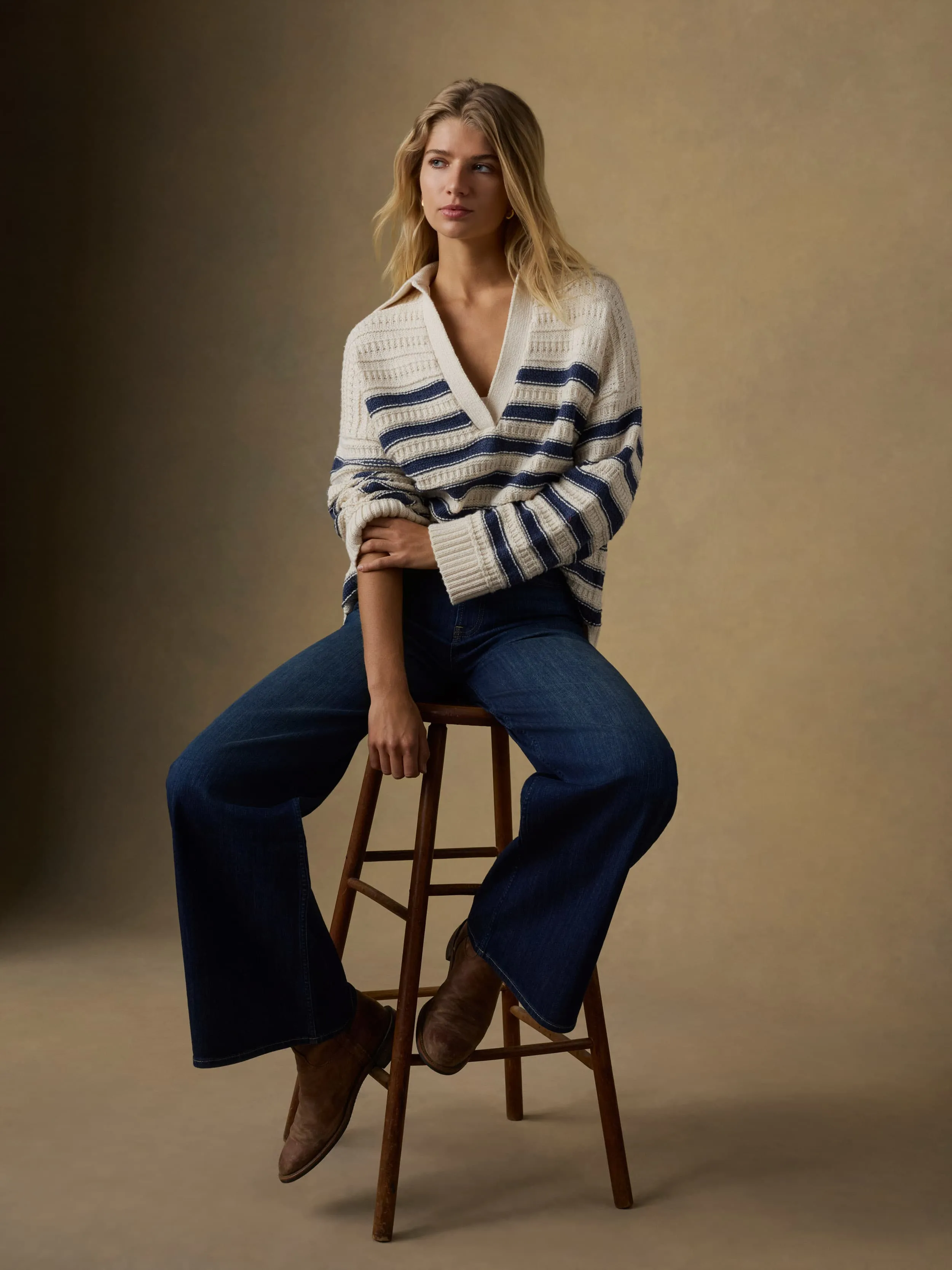 Heirloom Cotton Relaxed Polo - Midnight Licorice Lines sold by Faherty product image thumbnail 2