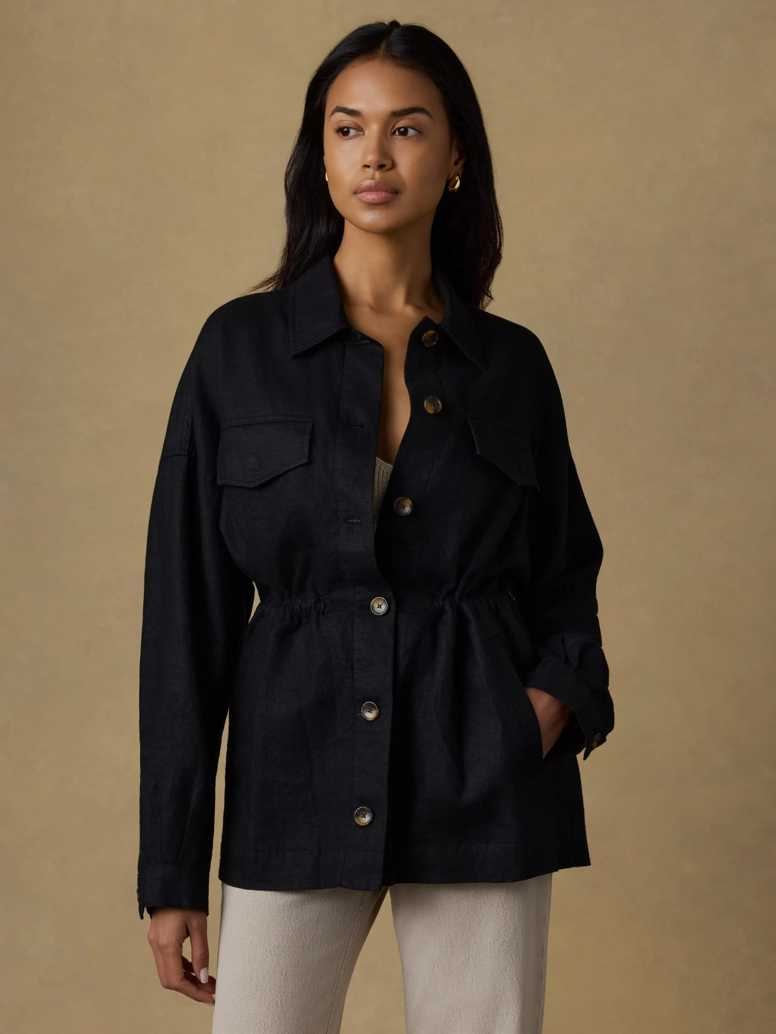 Sun Strider Linen Utility Jacket - Black sold by Faherty product image thumbnail 4