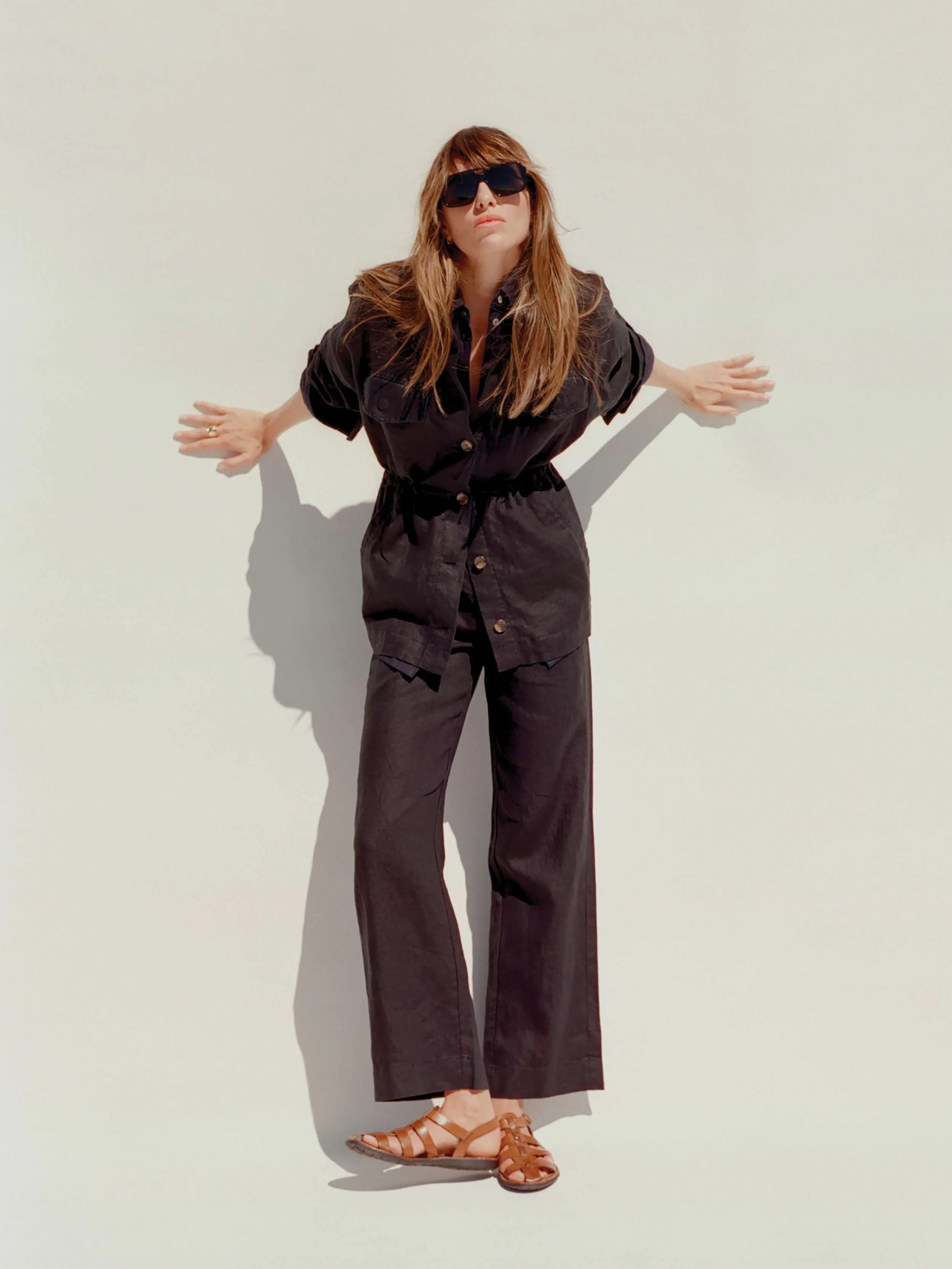Sun Strider Linen Utility Jacket - Black sold by Faherty