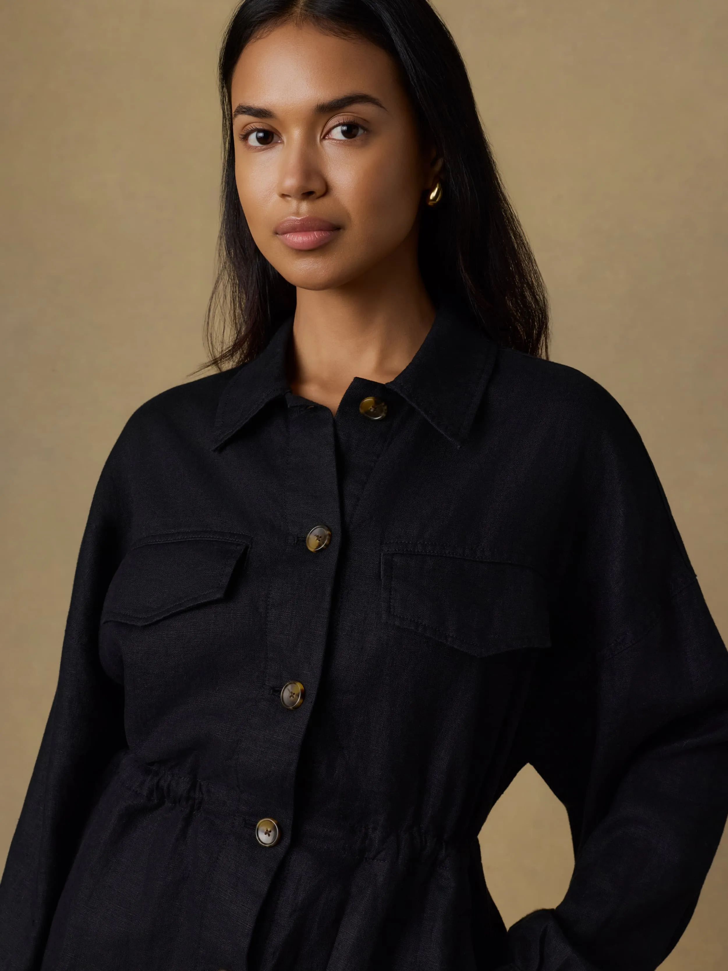 Sun Strider Linen Utility Jacket - Black sold by Faherty product image thumbnail 3