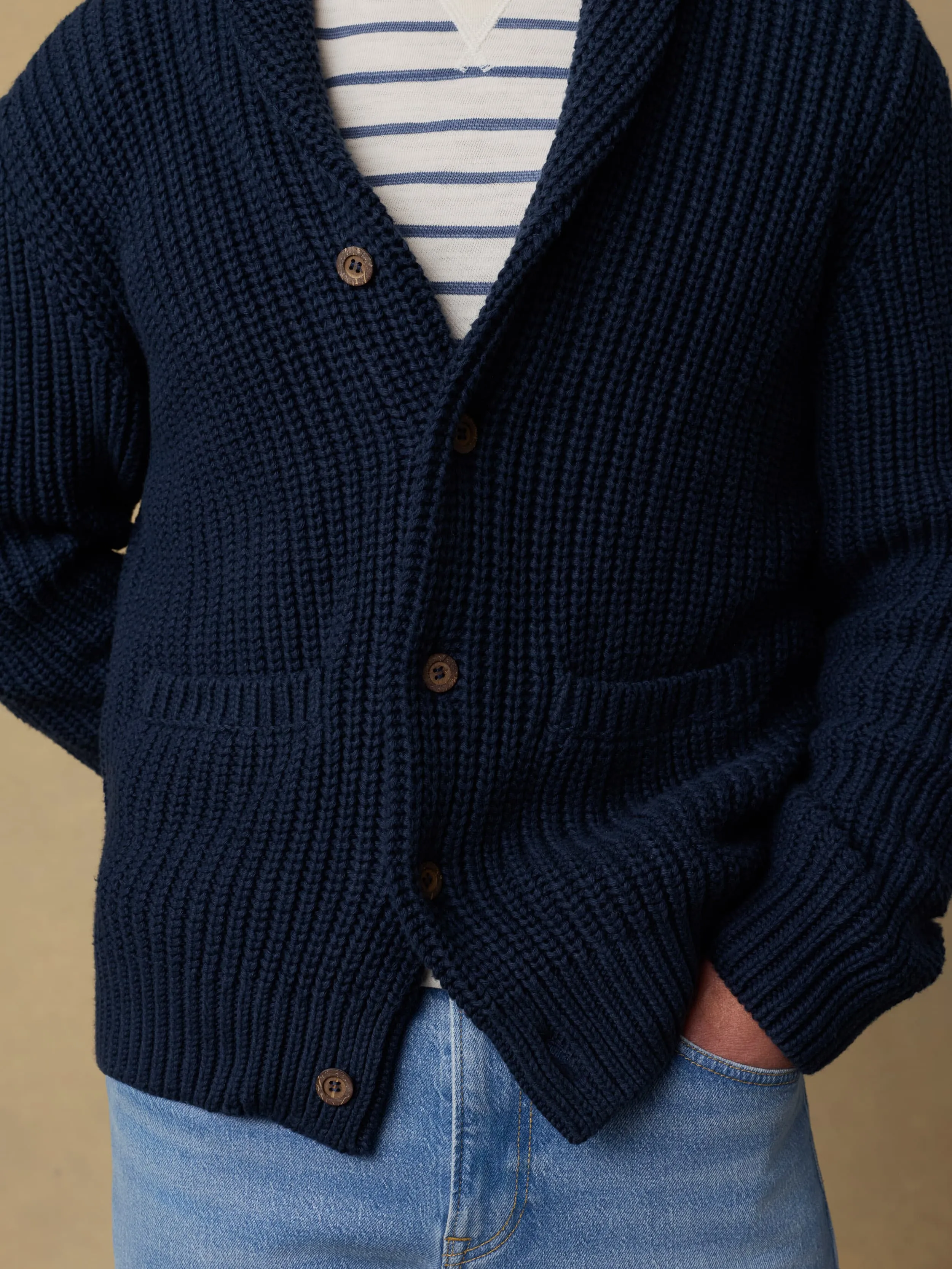 Cotton Cardigan - Playa Navy sold by Faherty product image thumbnail 5