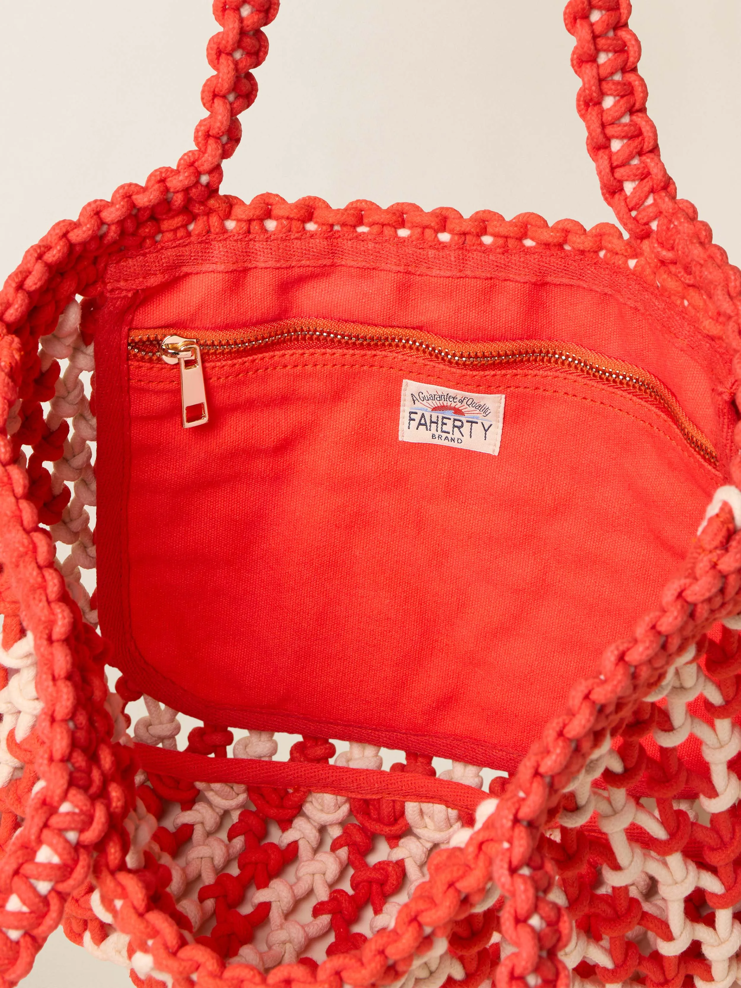 Sunwashed Macrame Tote - Poppy Red sold by Faherty product image thumbnail 3
