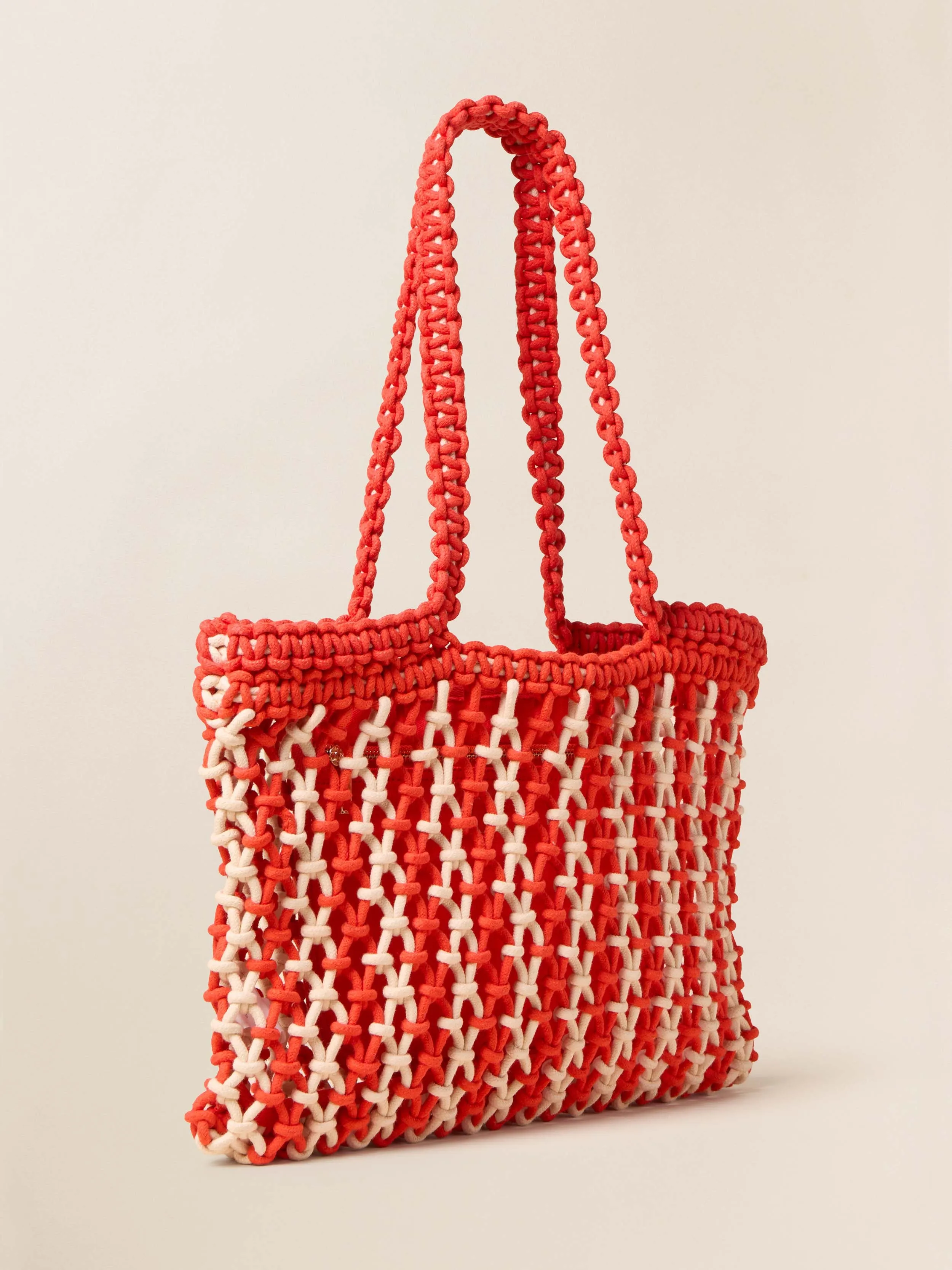 Sunwashed Macrame Tote - Poppy Red sold by Faherty product image thumbnail 2