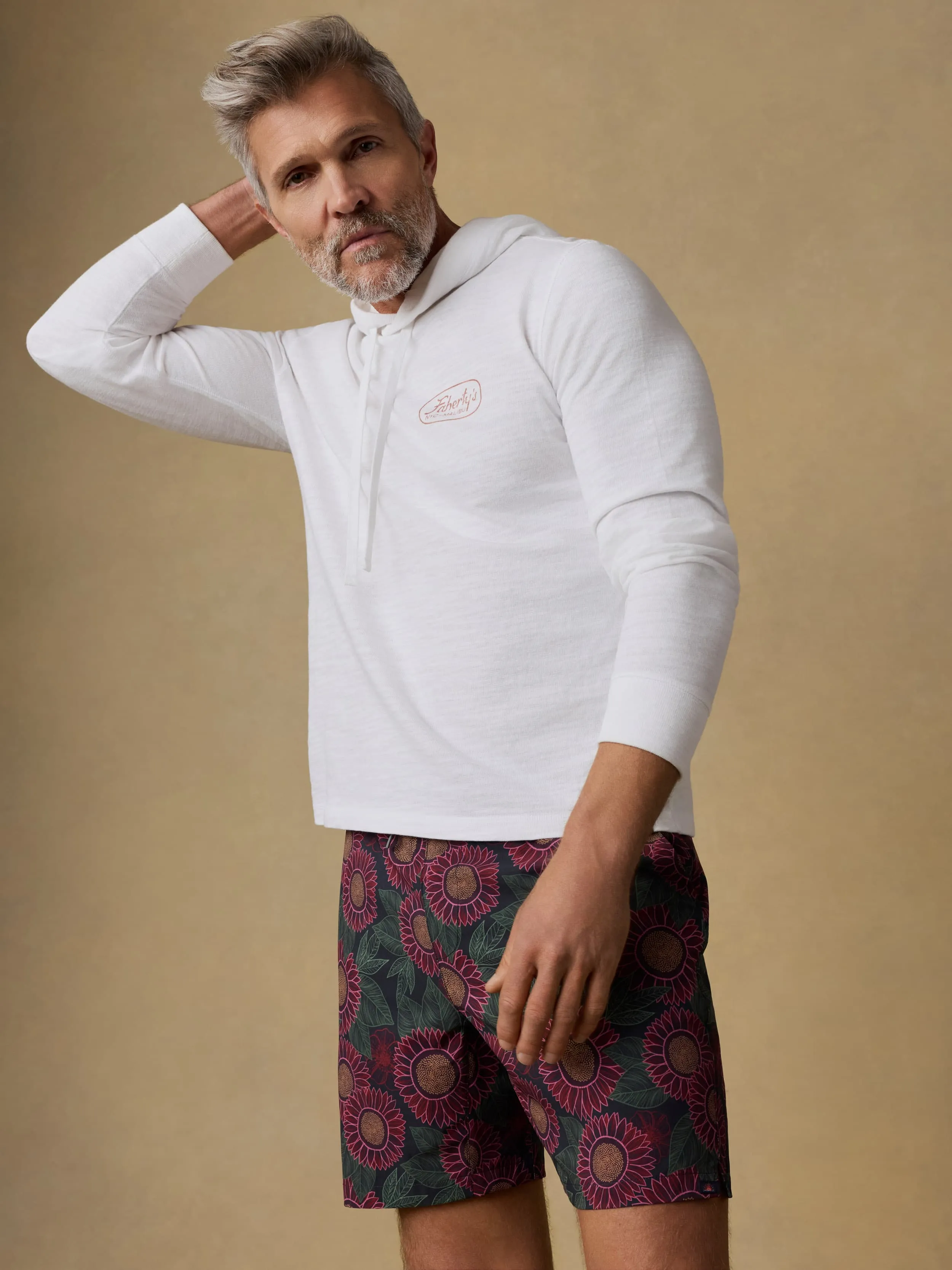 Shorelite Trunk (7") - Black Floral Road sold by Faherty