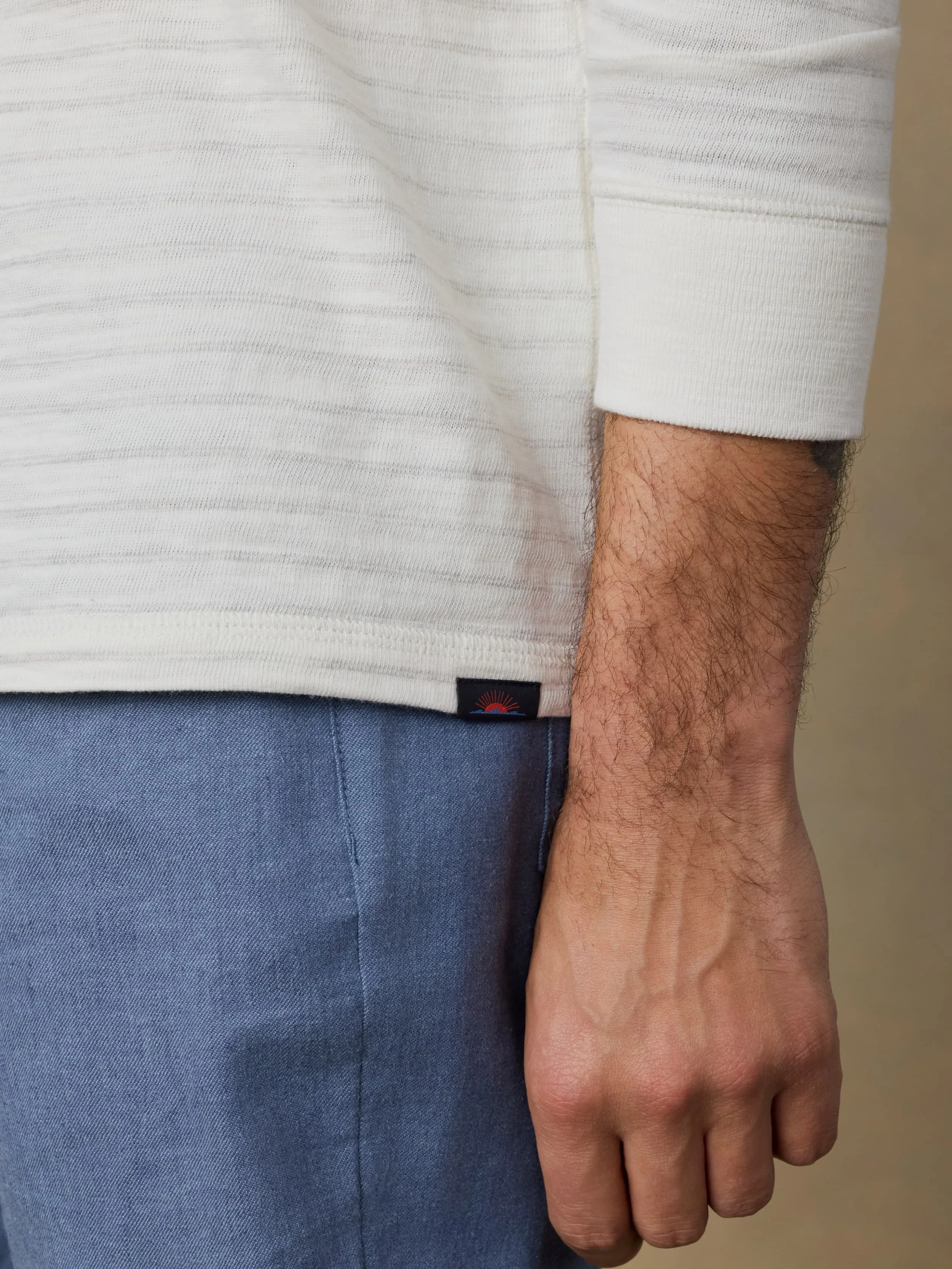 Sunwashed Slub Henley - Ivory Rock Stripe sold by Faherty product image thumbnail 5