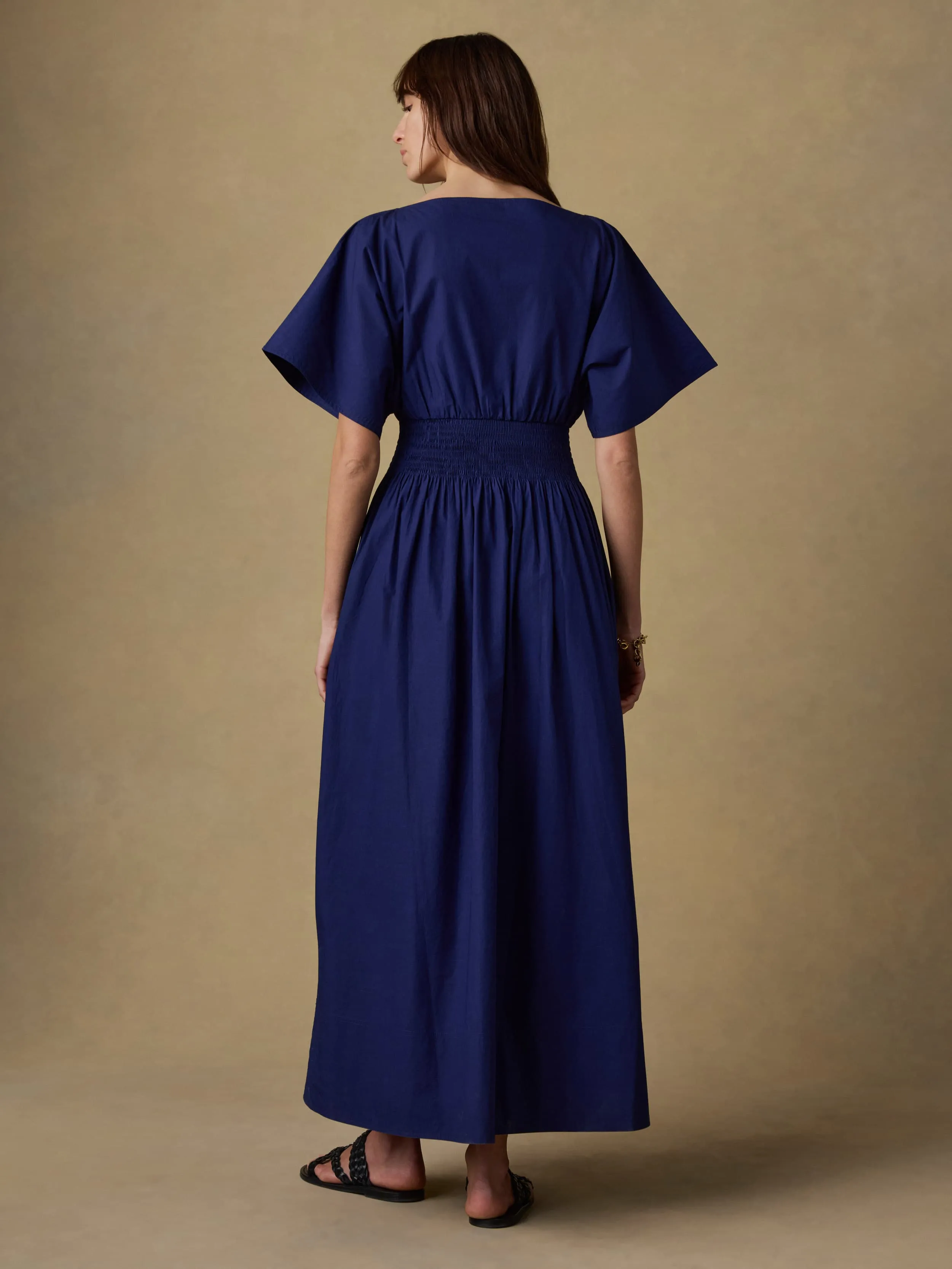 Coastal Poplin Elia Smocked Dress - Ocean Cavern sold by Faherty product image thumbnail 3