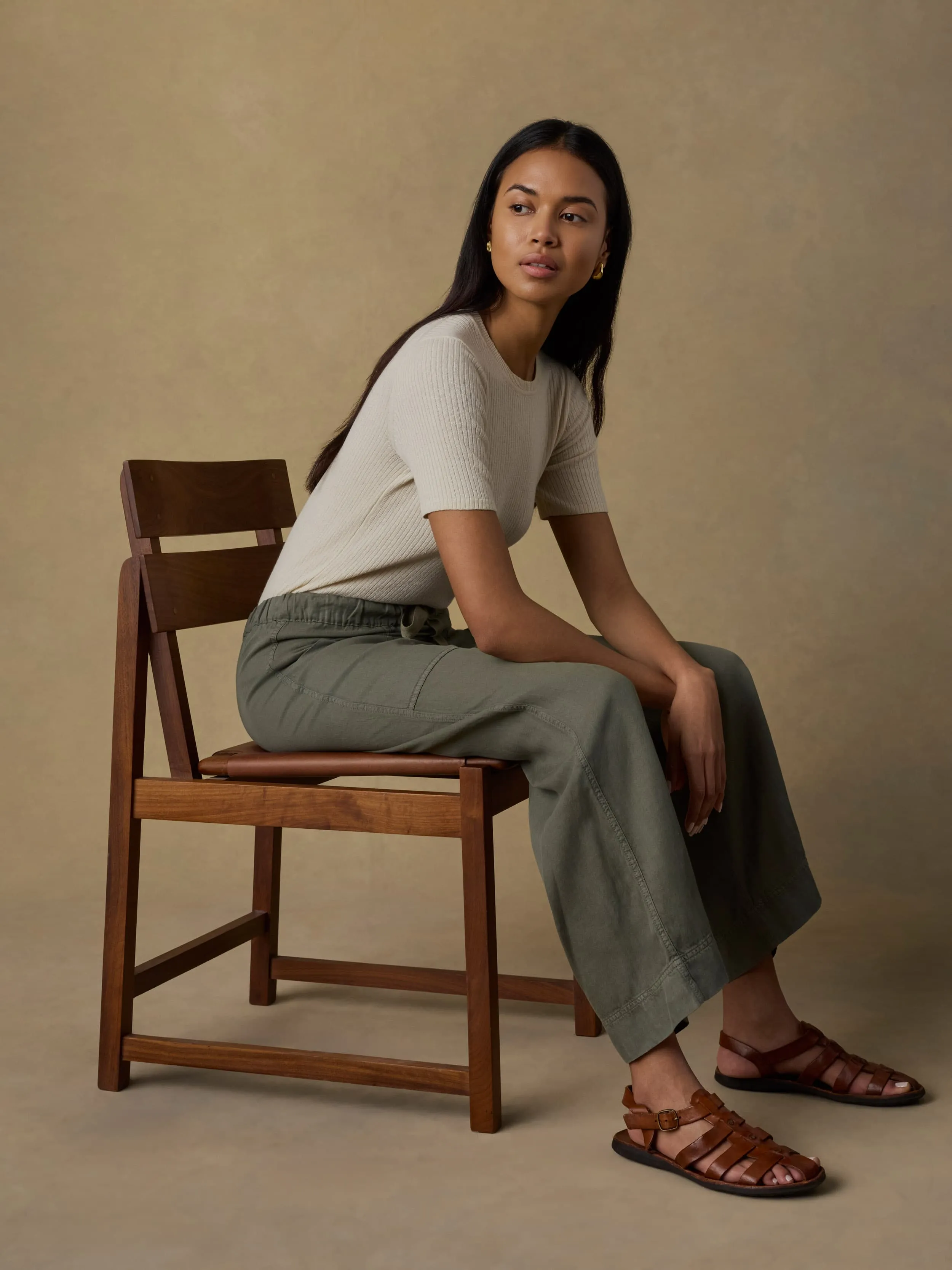 Topanga Drape Ankle Pant - Thyme sold by Faherty product image thumbnail 2