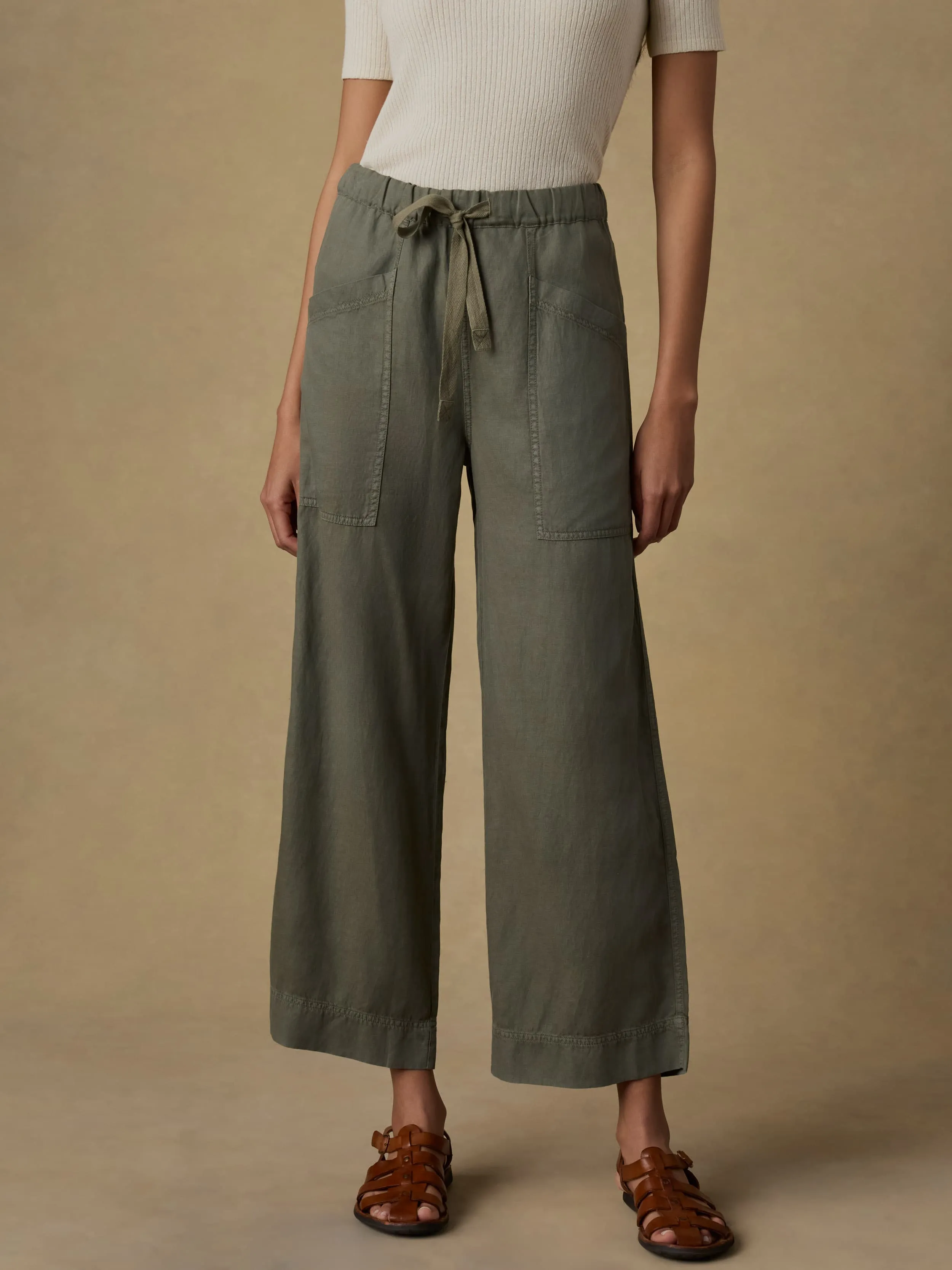 Topanga Drape Ankle Pant - Thyme sold by Faherty product image thumbnail 3