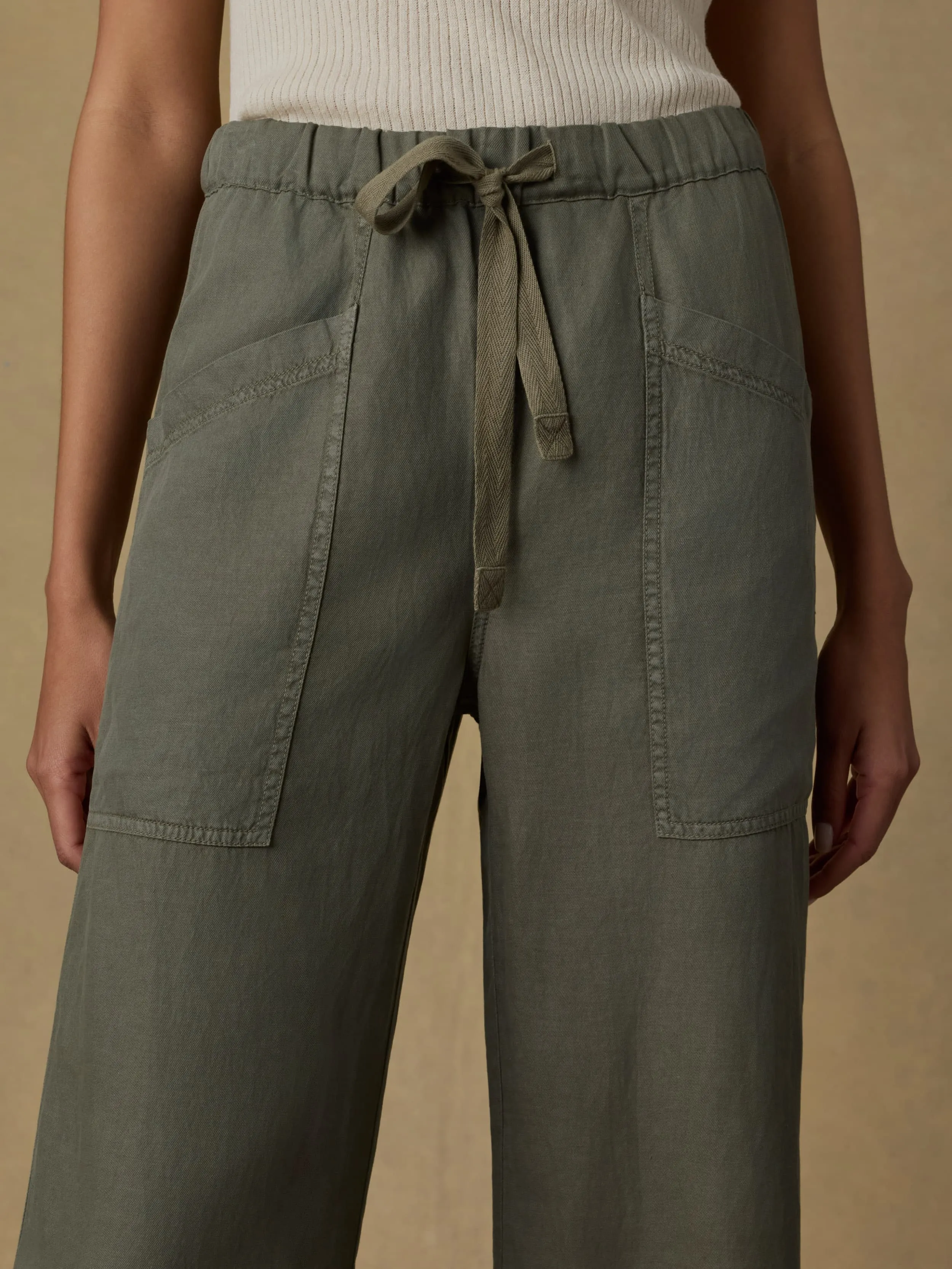 Topanga Drape Ankle Pant - Thyme sold by Faherty product image thumbnail 5