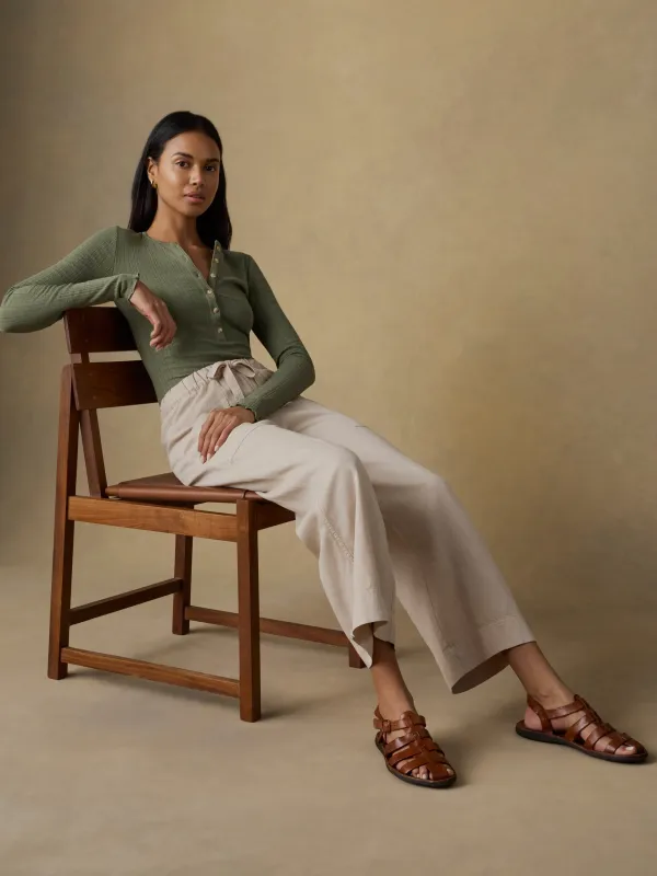 Topanga Drape Ankle Pant - Wheaten sold by Faherty