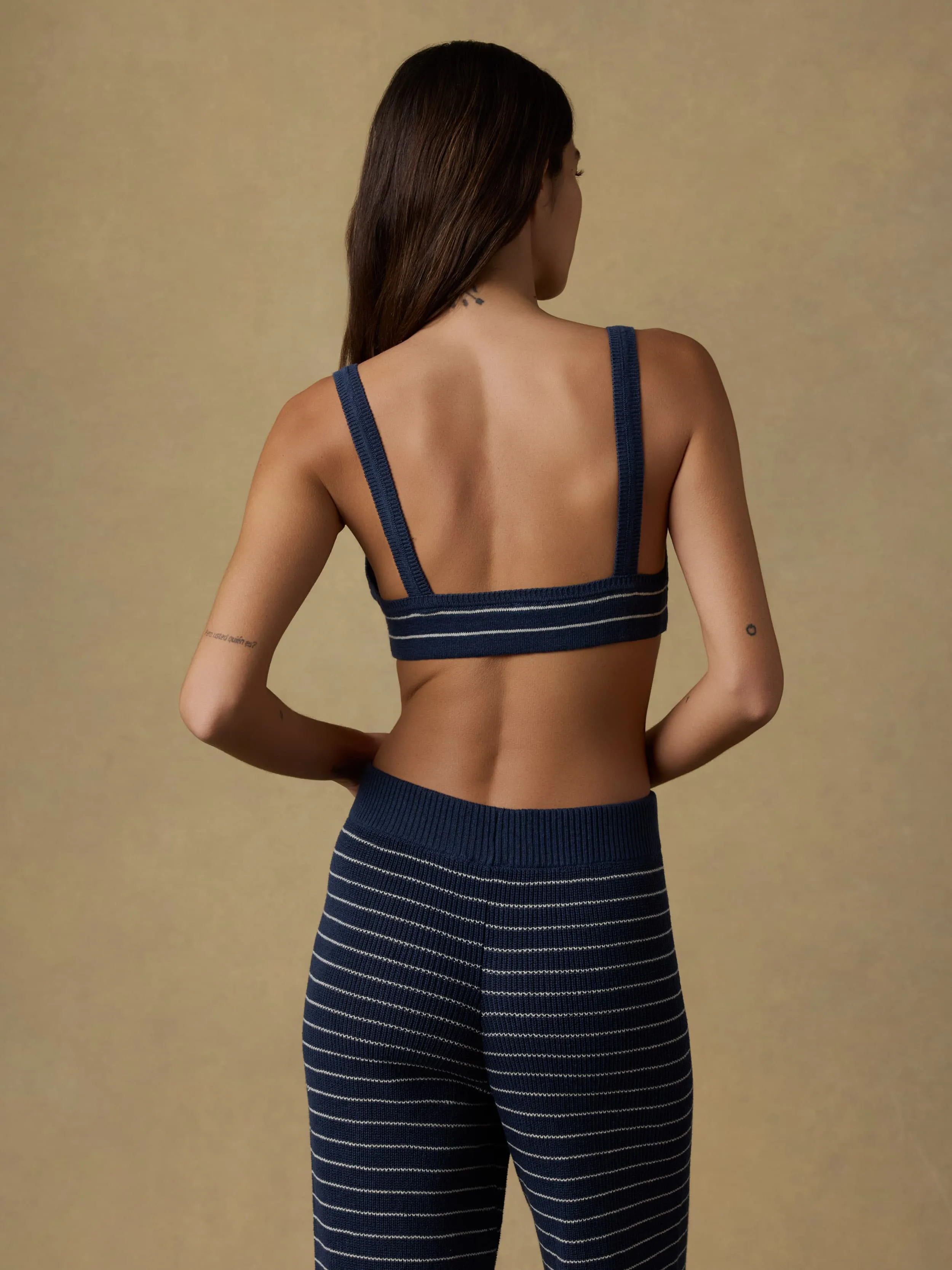 Miramar Linen Sweater Bralette - Navy Stripe sold by Faherty product image thumbnail 3