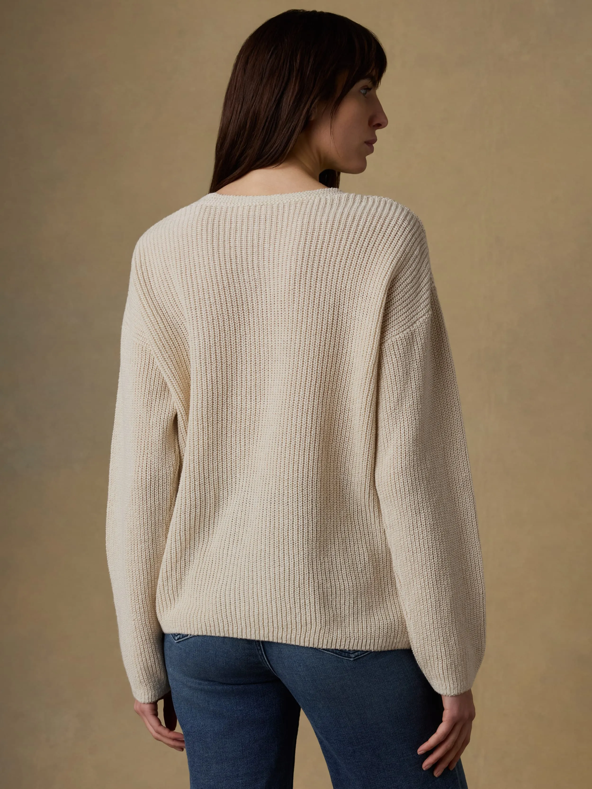 Miramar Linen Deep V-Neck Sweater - Summer Sand sold by Faherty product image thumbnail 3