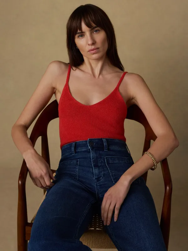 Miramar Linen Sweater Cami - Poppy Red sold by Faherty