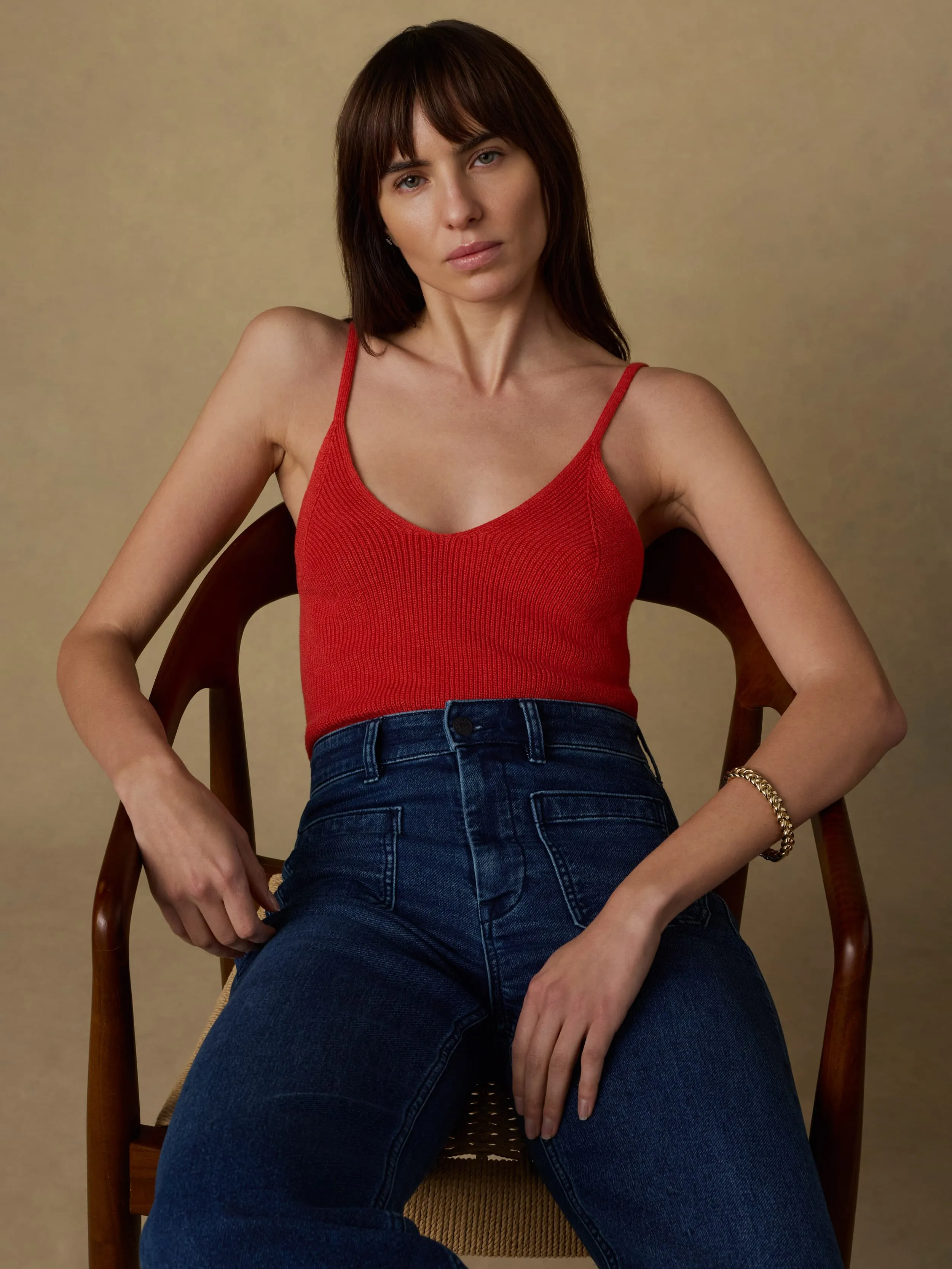 Miramar Linen Sweater Cami - Poppy Red sold by Faherty