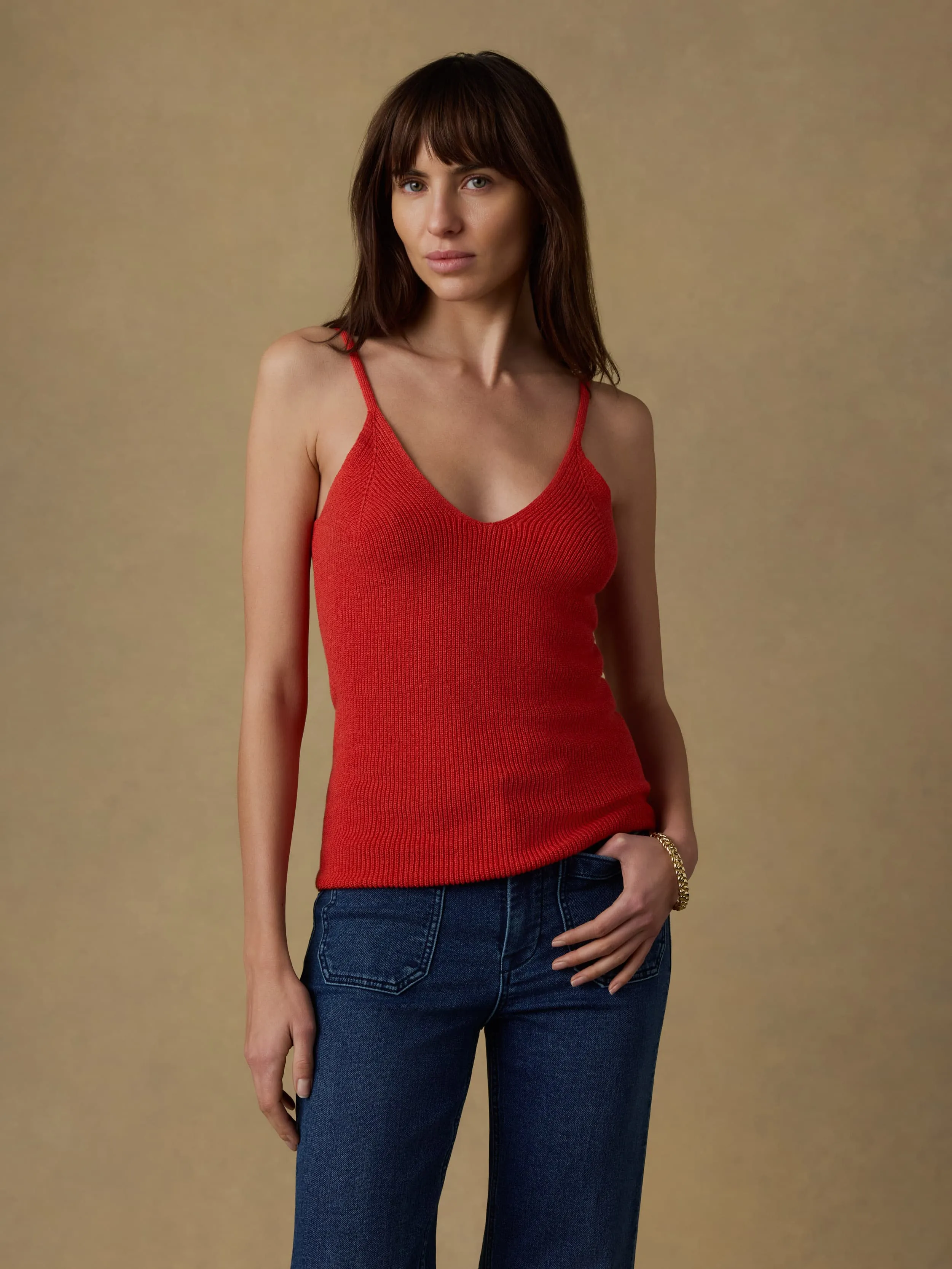 Miramar Linen Sweater Cami - Poppy Red sold by Faherty product image thumbnail 2