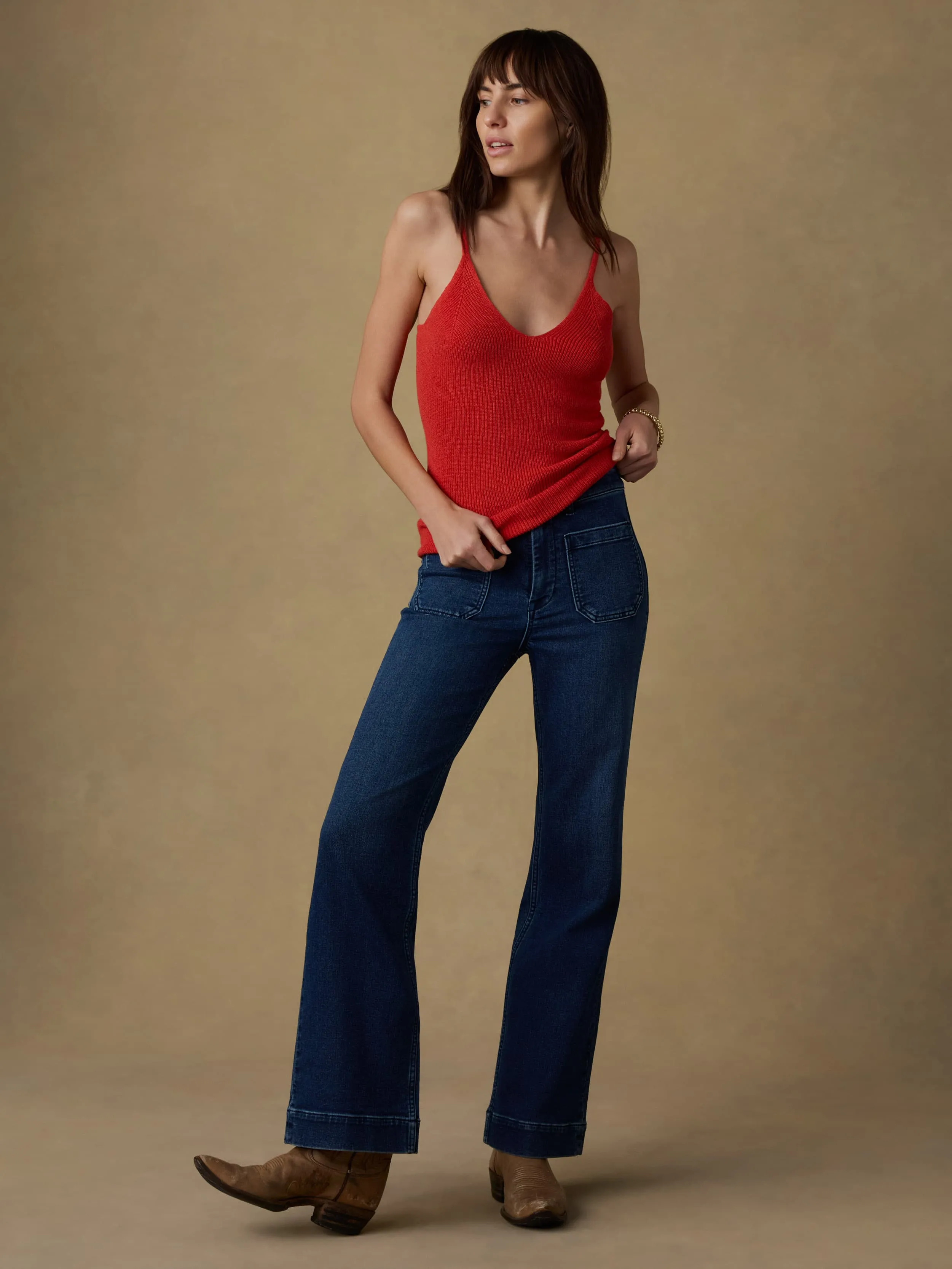 Miramar Linen Sweater Cami - Poppy Red sold by Faherty product image thumbnail 4