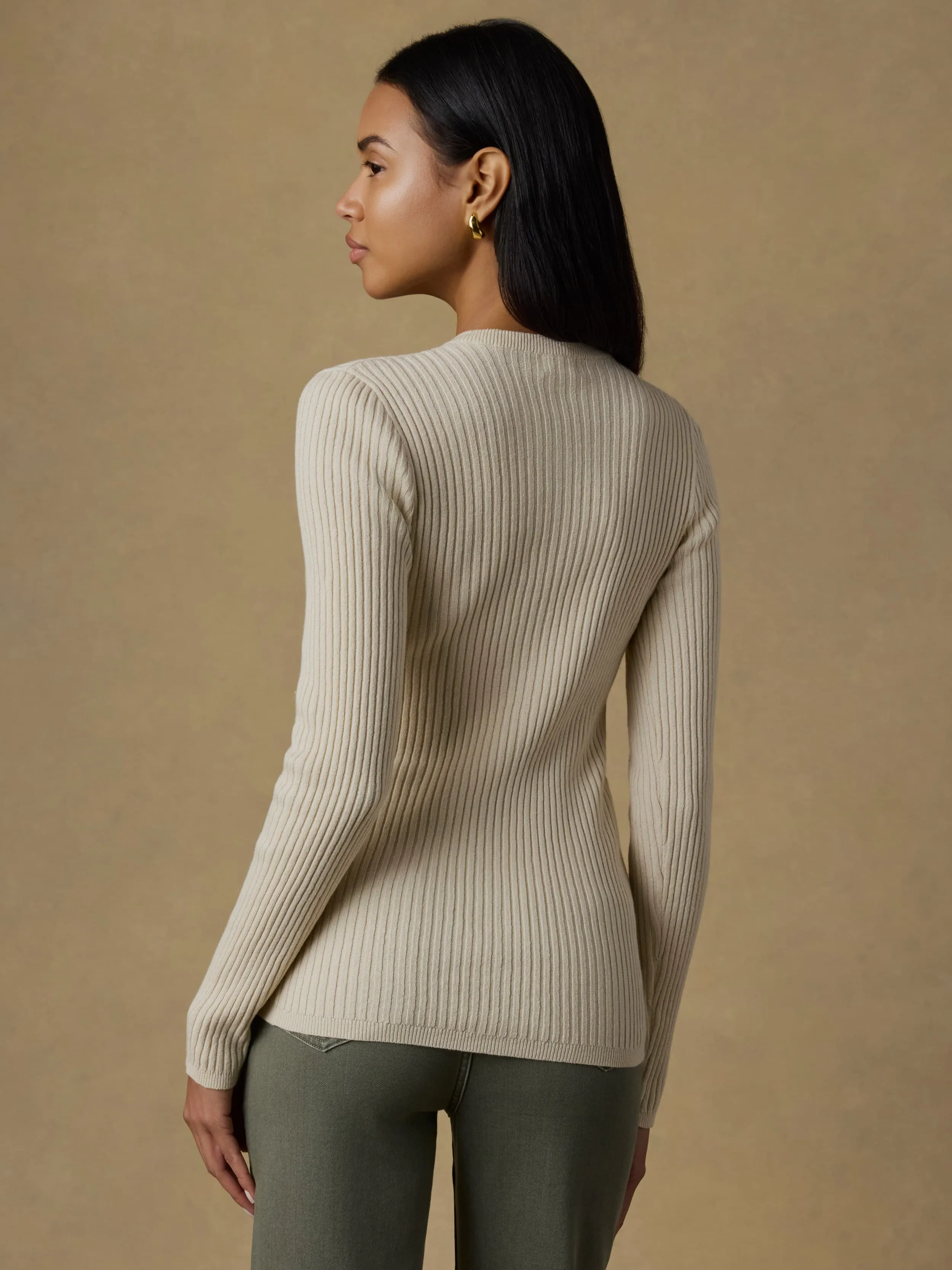 Miramar Linen Crewneck Cardigan - Summer Sand sold by Faherty product image thumbnail 3