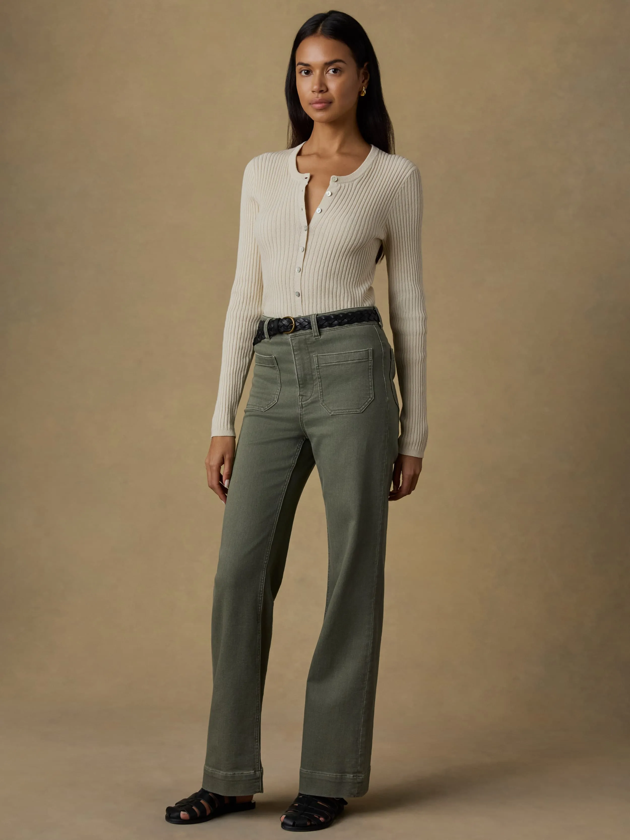 Miramar Linen Crewneck Cardigan - Summer Sand sold by Faherty product image thumbnail 5