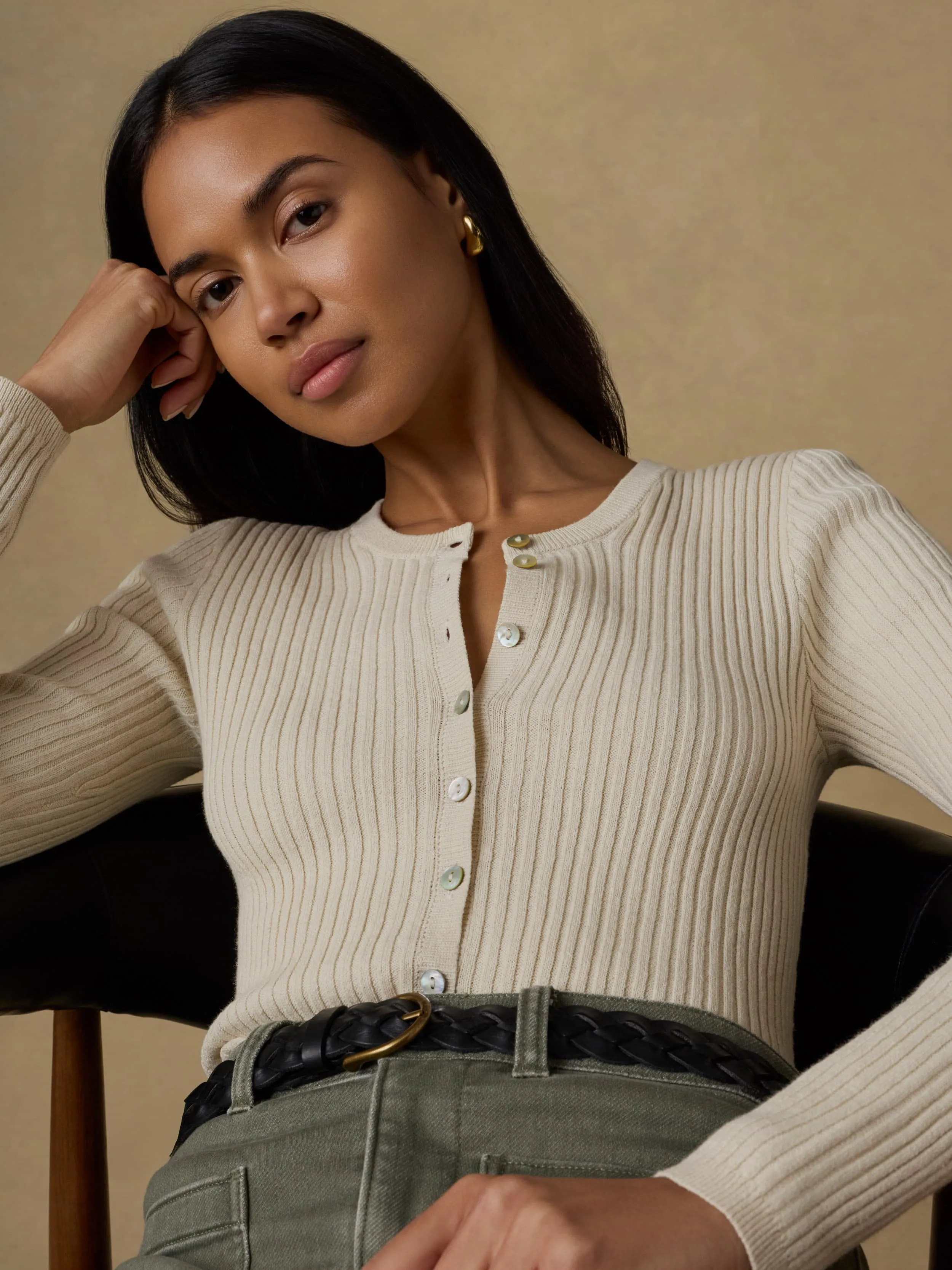 Miramar Linen Crewneck Cardigan - Summer Sand sold by Faherty product image thumbnail 4